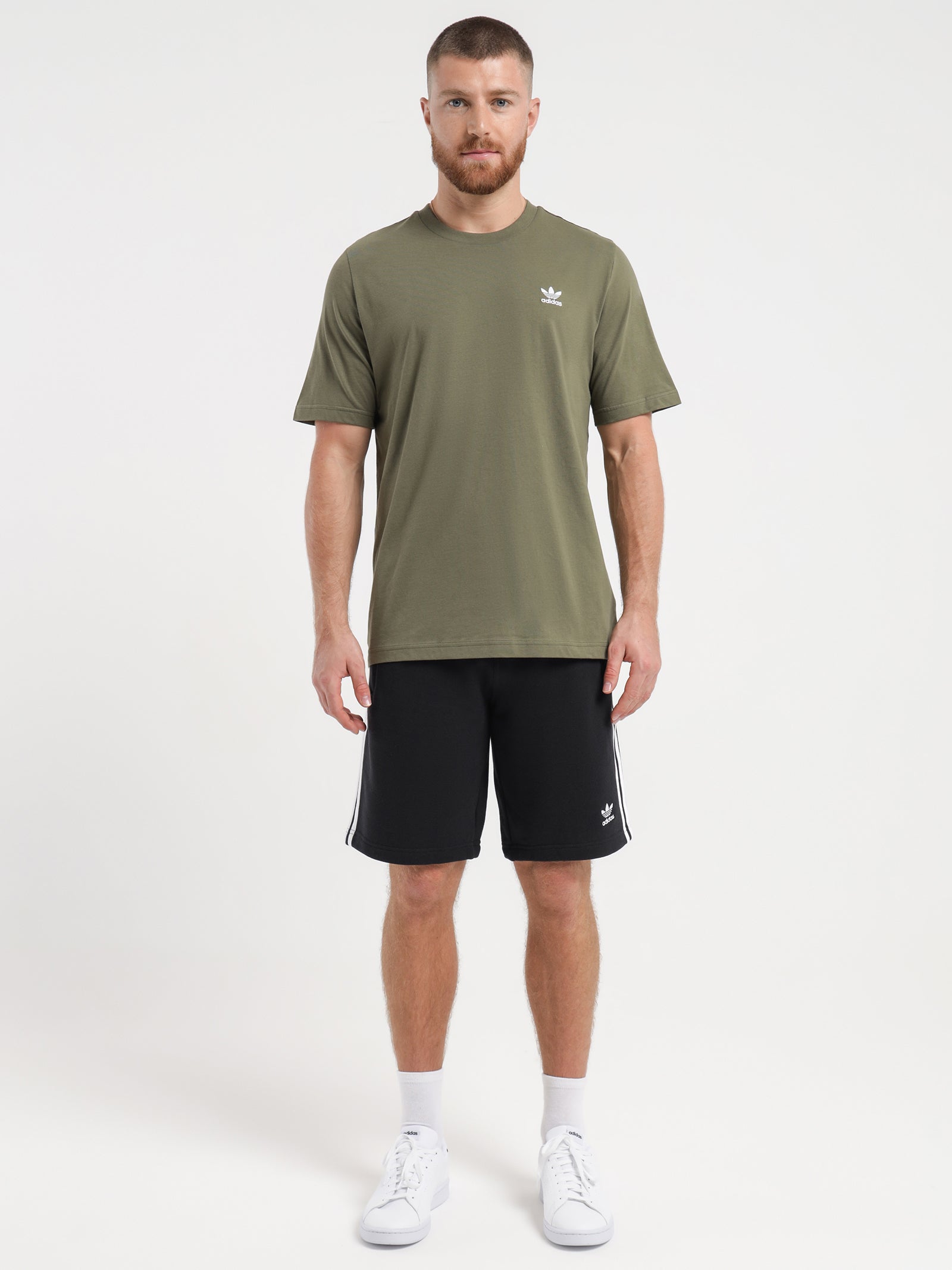 Trefoil Essentials T-Shirt in Olive Strata