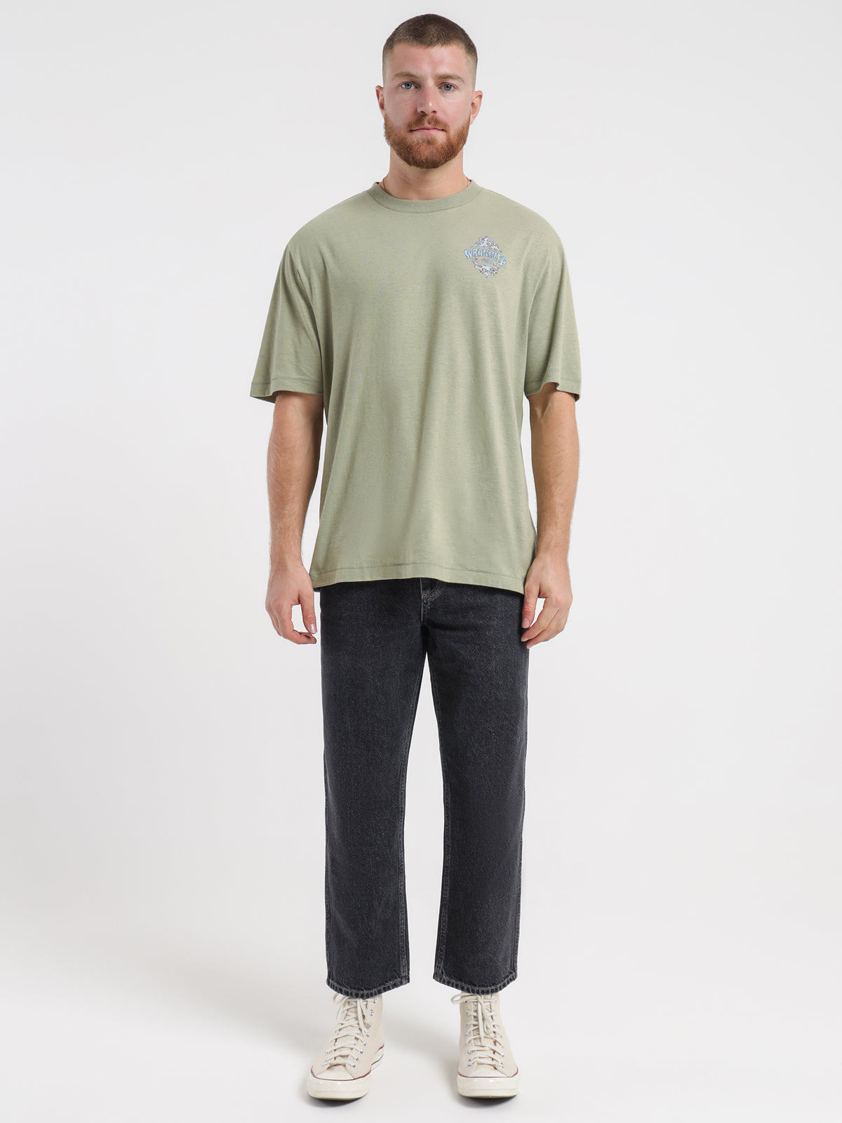 Wrangler Tide Wire T-Shirt in Tea Leaves | Tea Leaves