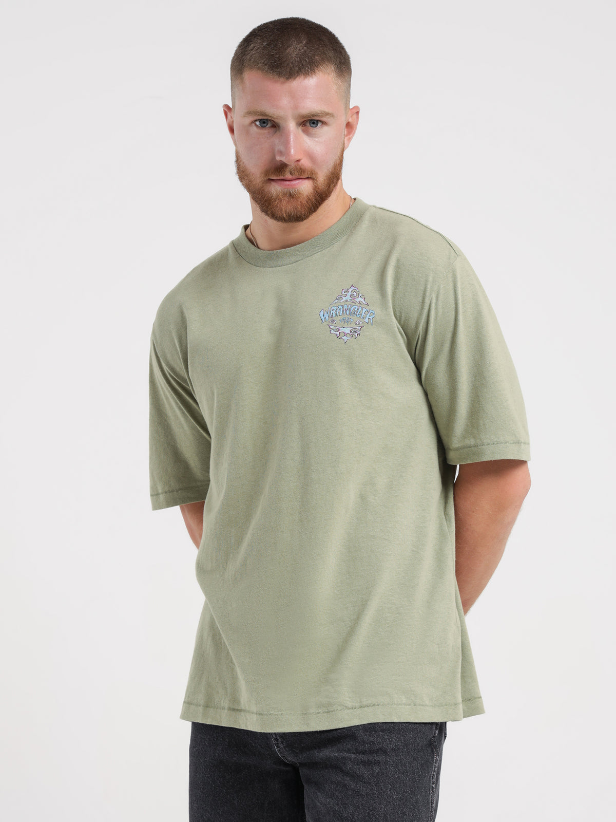 Wrangler Tide Wire T-Shirt in Tea Leaves | Tea Leaves