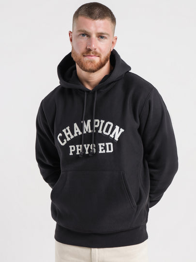 Reverse Weave Phys Ed Hoodie in Black