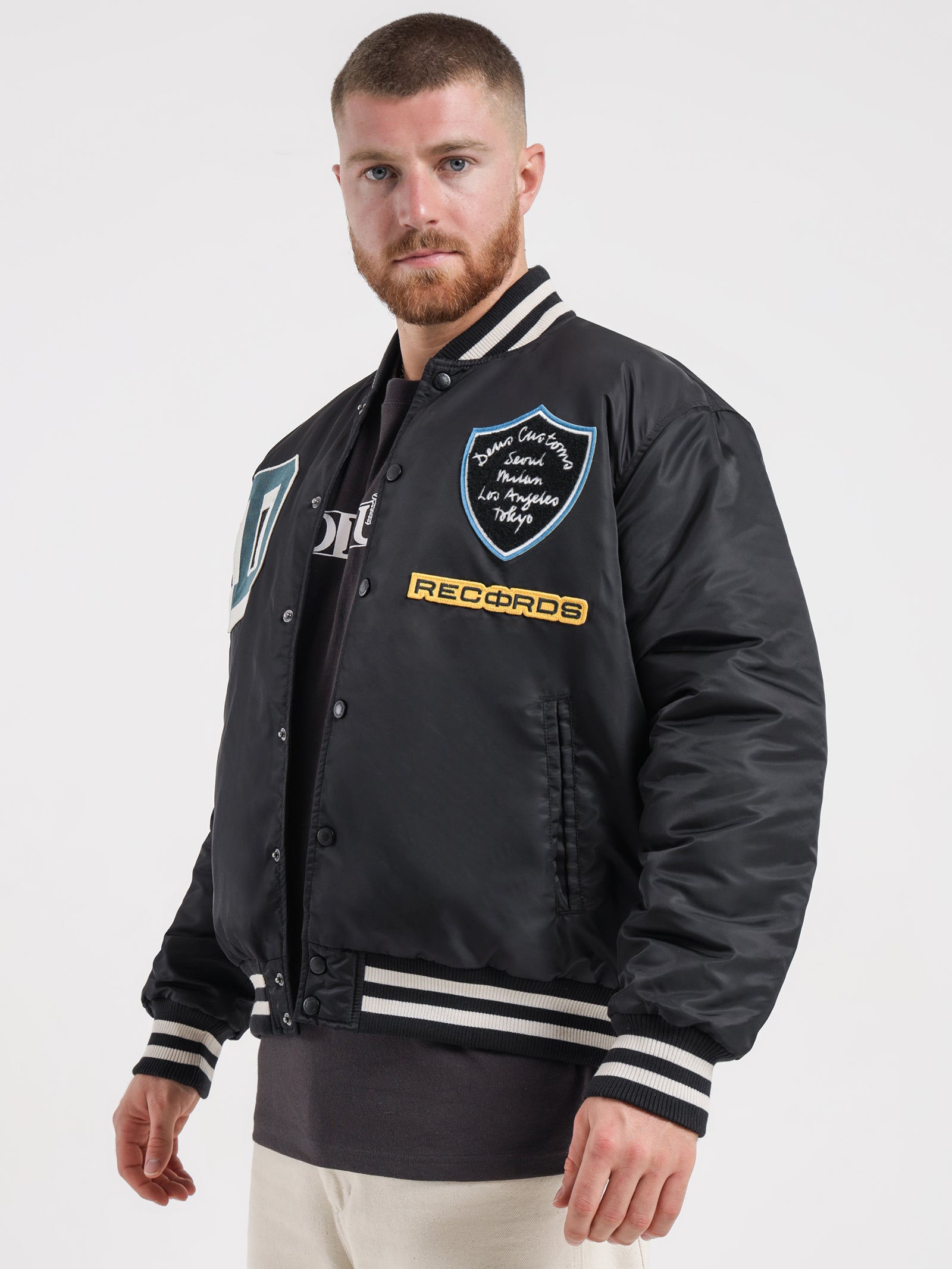 Deus Varsity Sophomore Jacket in Black Black | Glue Store