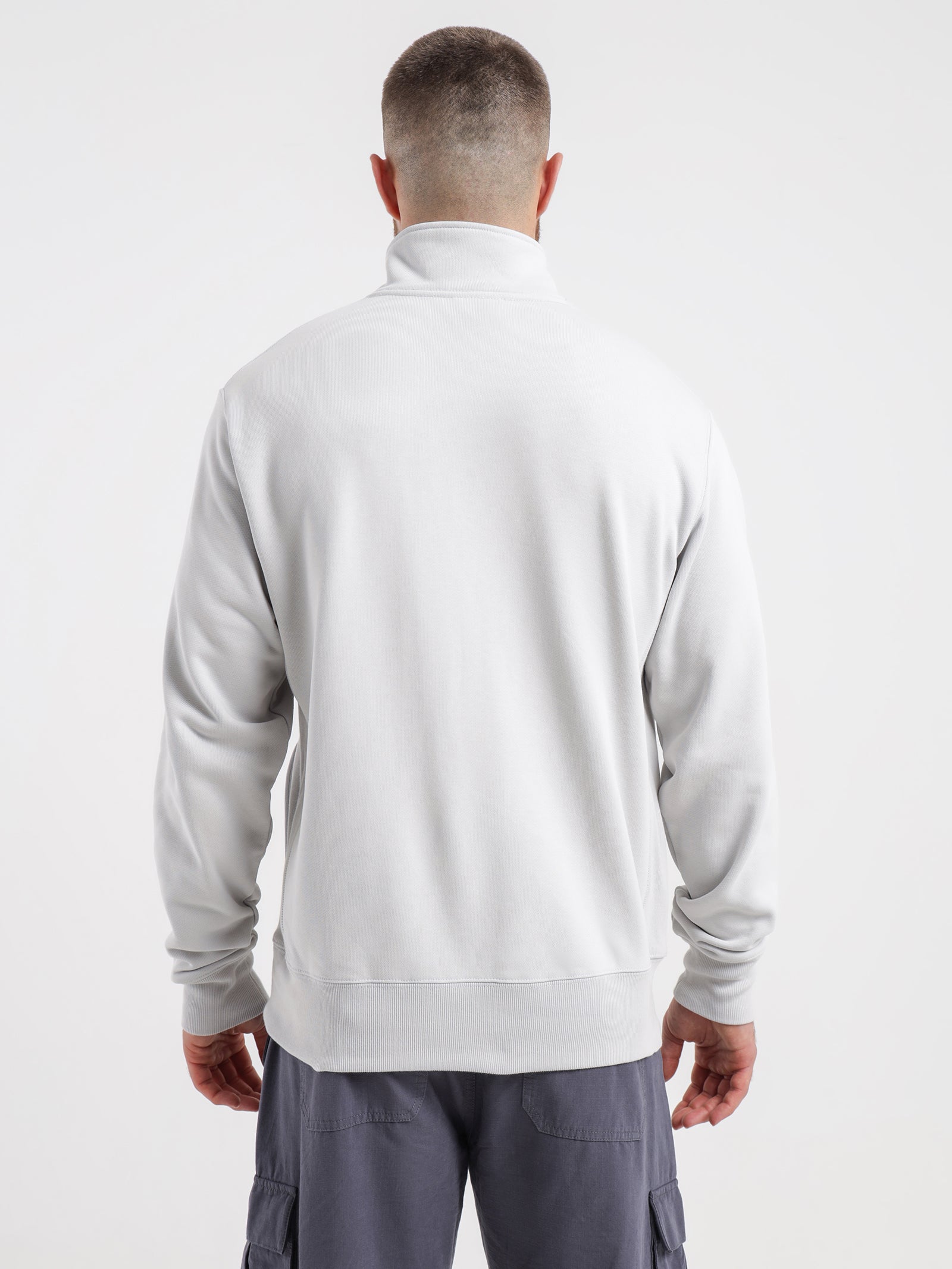 Reverse Weave Terry Quarter Zip Pullover in Grey