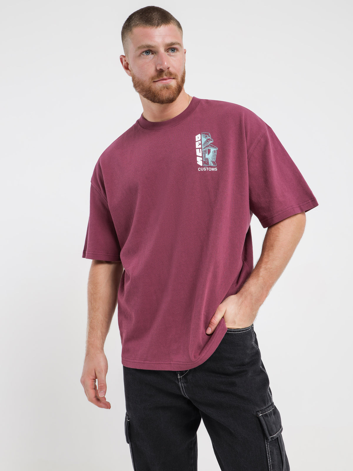 Deus Block Off T-Shirt in Purple | Purple