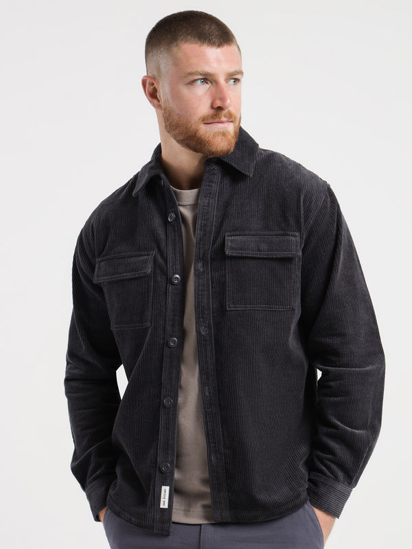 Payton Cord Overshirt in Coal - Glue Store