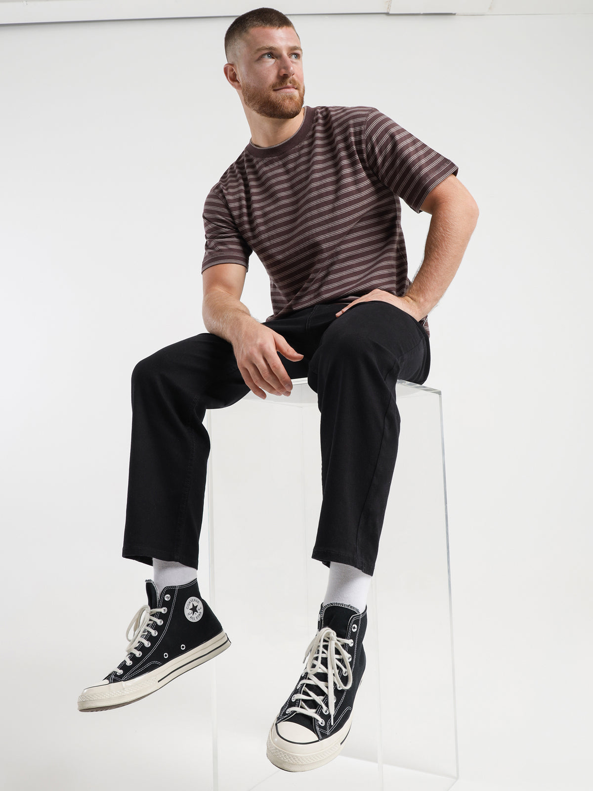 Article One Kai Stripe T-Shirt in Espresso | Espresso