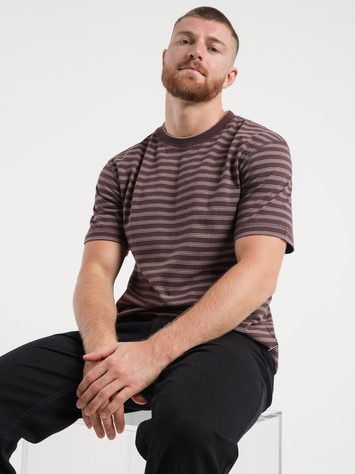 Article One Kai Stripe T-Shirt in Espresso | Espresso