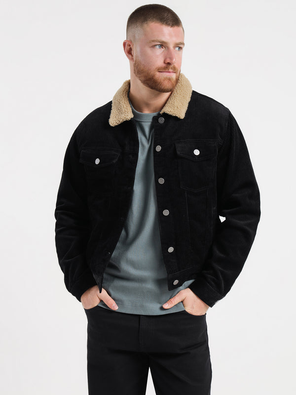 Article one Skylar Cord Sherpa Jacket in Black Black | Glue Store