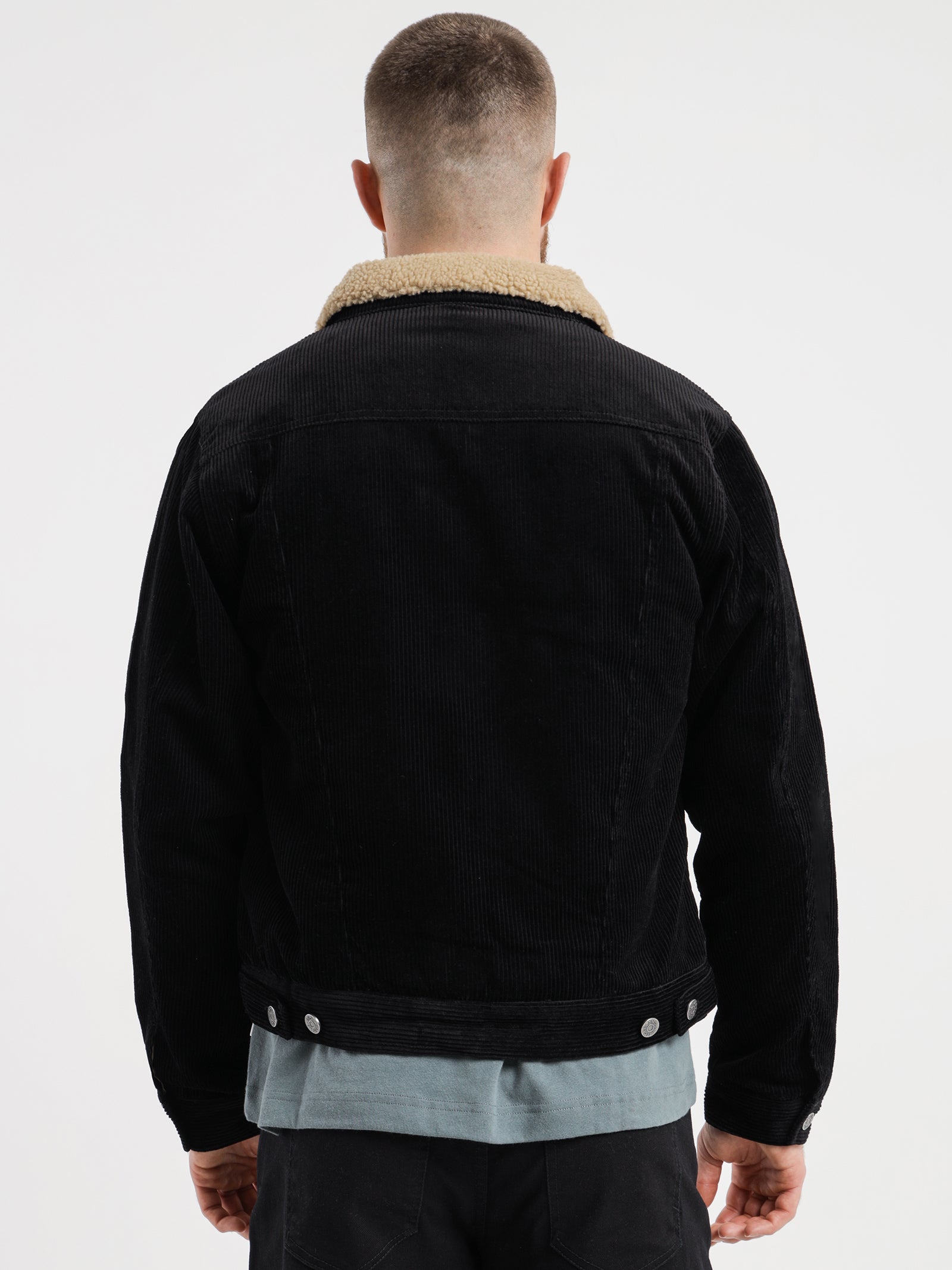 Skylar Cord Sherpa Jacket in Black