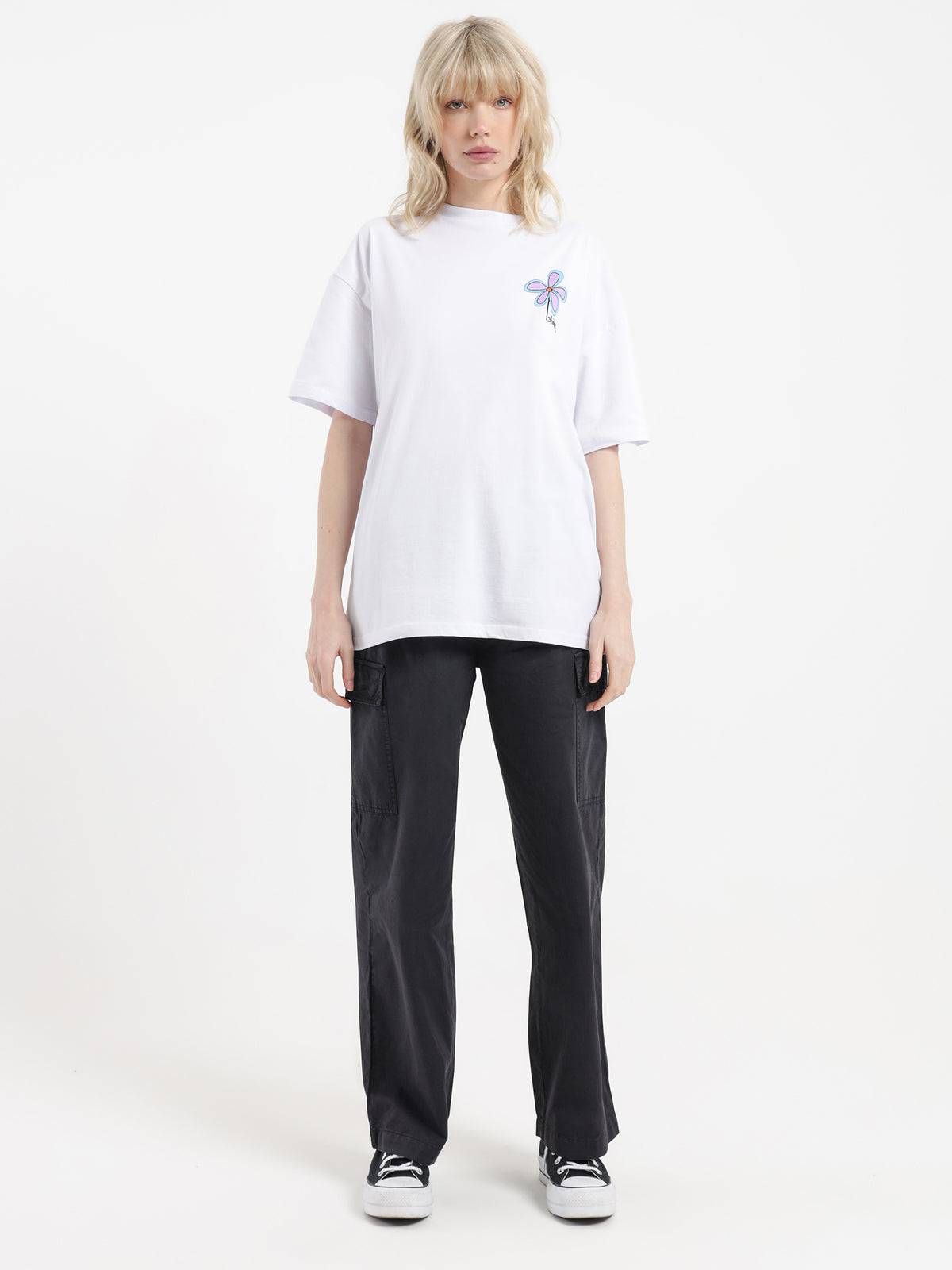 Stussy Flower Relaxed T-Shirt in White | White