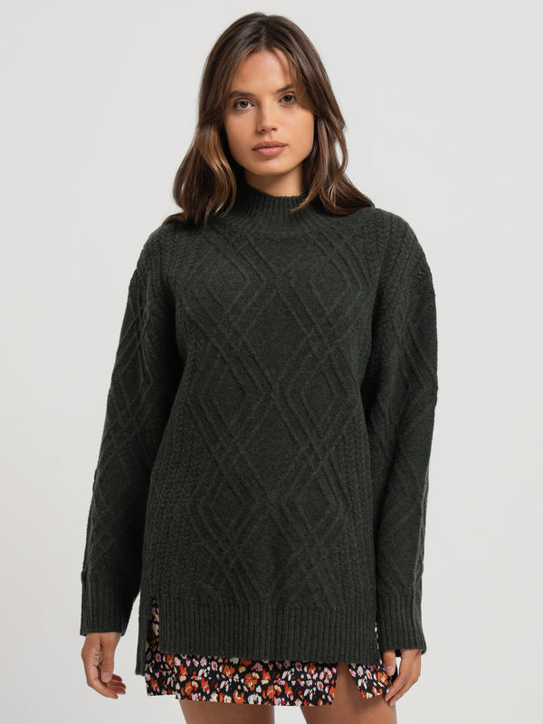 Faye Oversized Knit in Forest Green - Glue Store