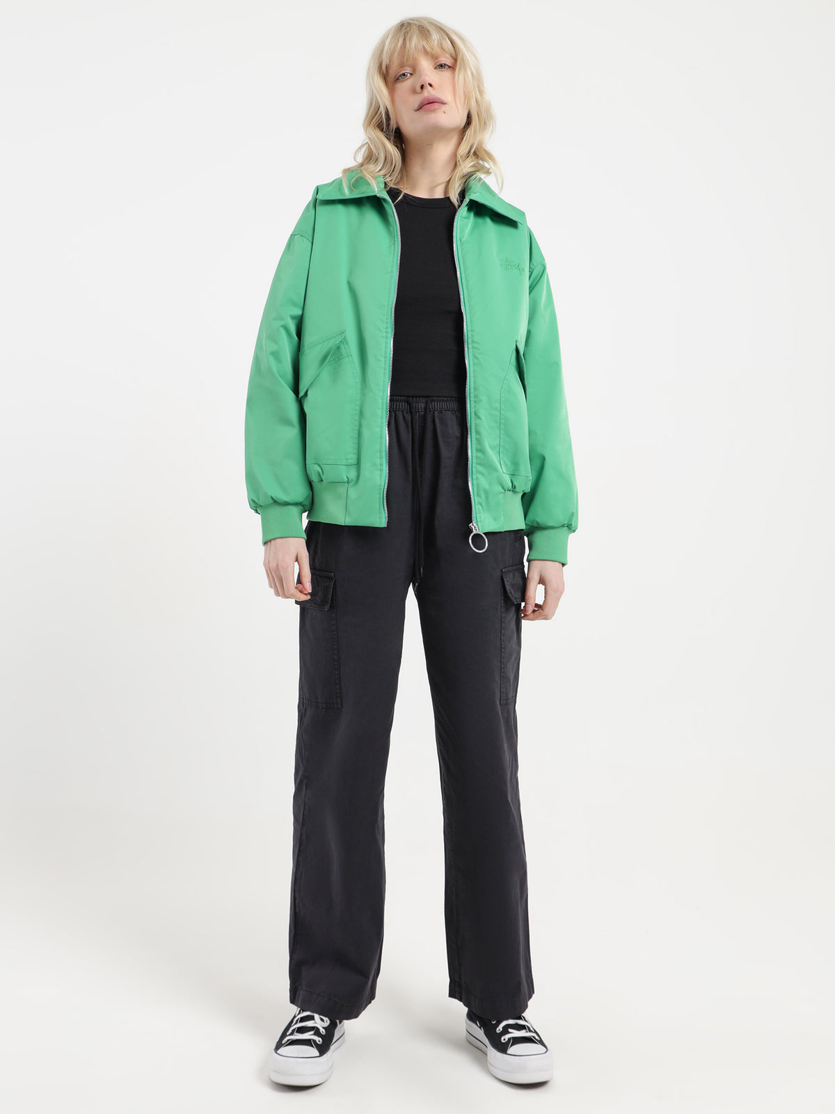 Green puffer deals bomber jacket