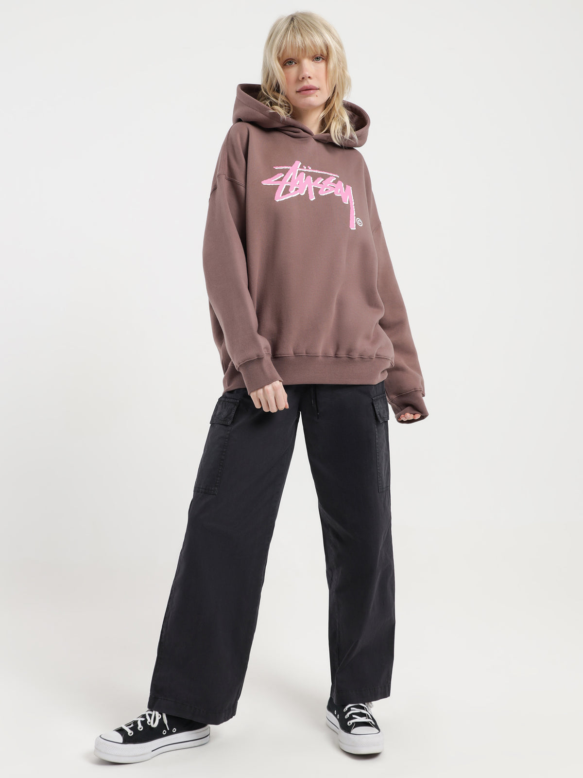 Stussy Shadow Stock Oversized Hoodie in Chocolate Brown | Chocolate