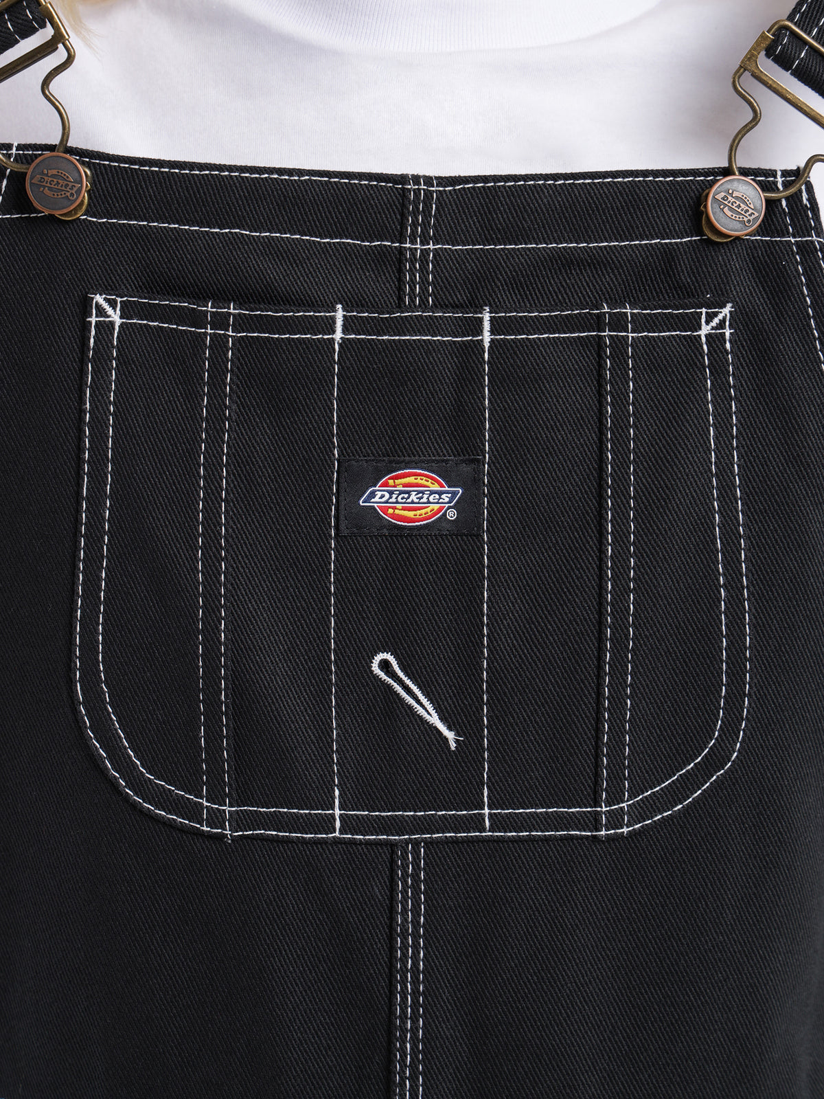 Dickies Relaxed Carpenter Bib & Brace Overalls in Black & White | Black/White