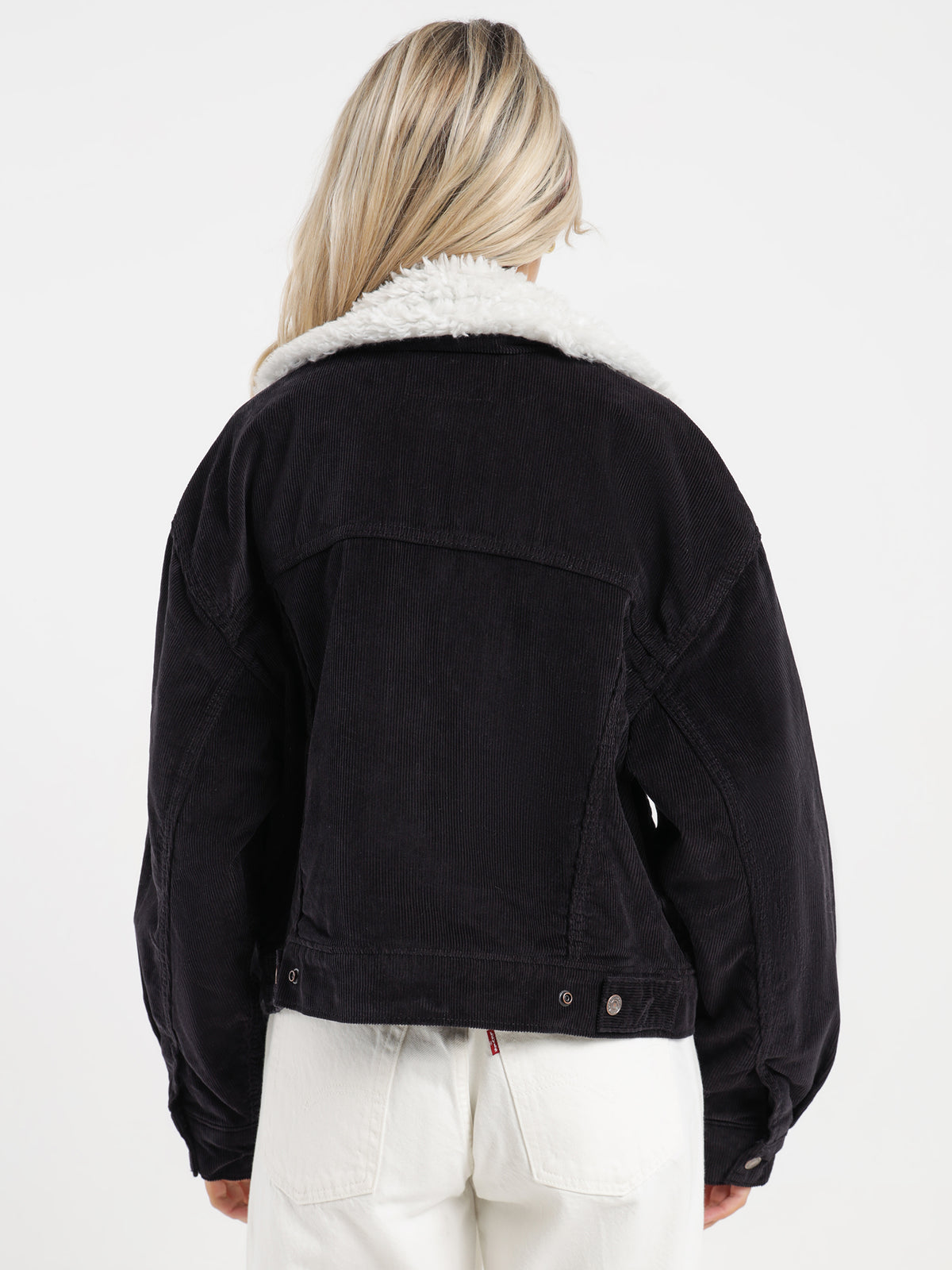 Levis Sherpa Baby Baggy Trucker Jacket in Black Agate | Black