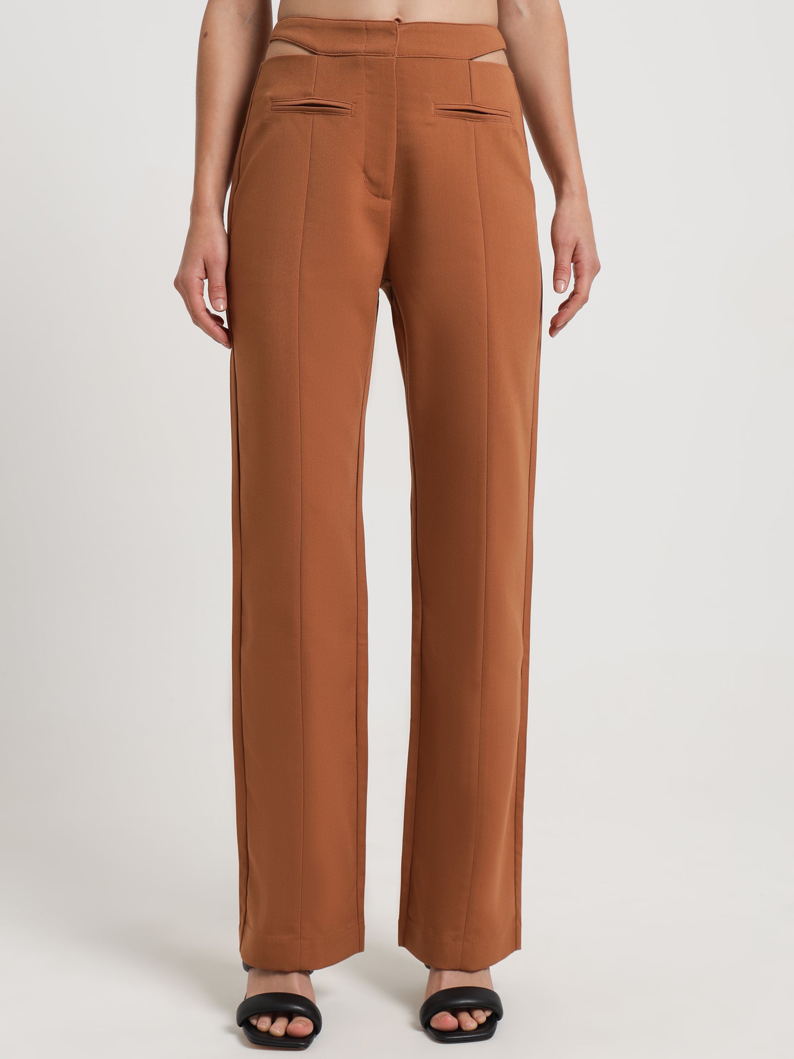 Sierra Cut Out Trousers in Tawny - Glue Store