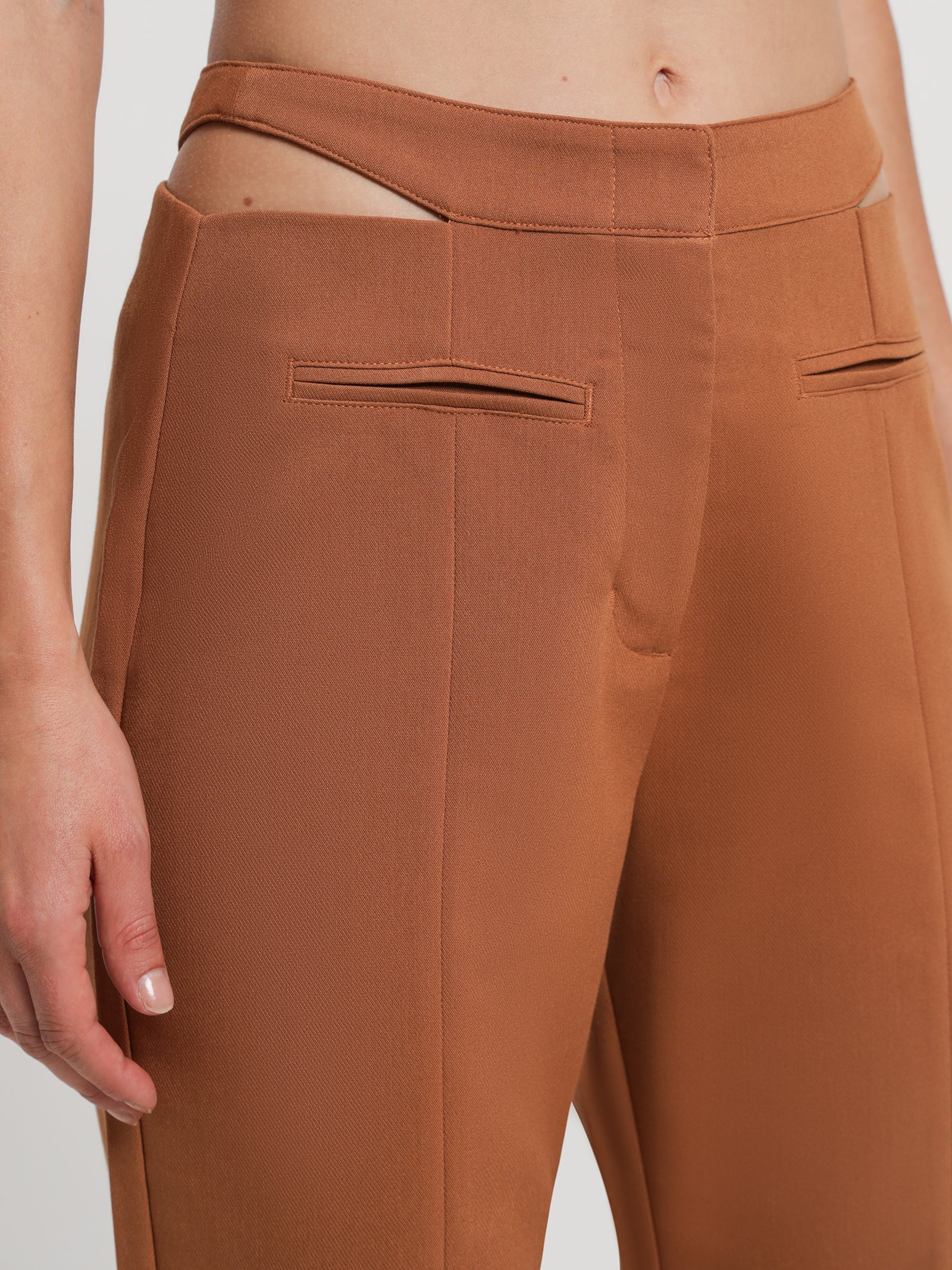 Sierra Cut Out Trousers in Tawny