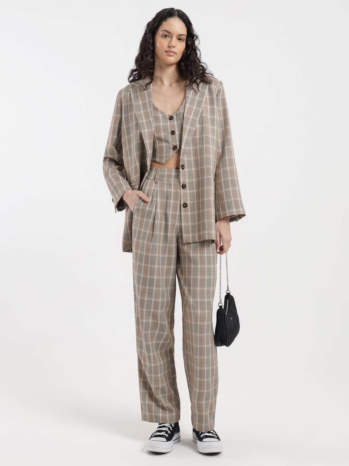 Beyond Her Kelly Tailored Pants in Clay Check | Clay Check