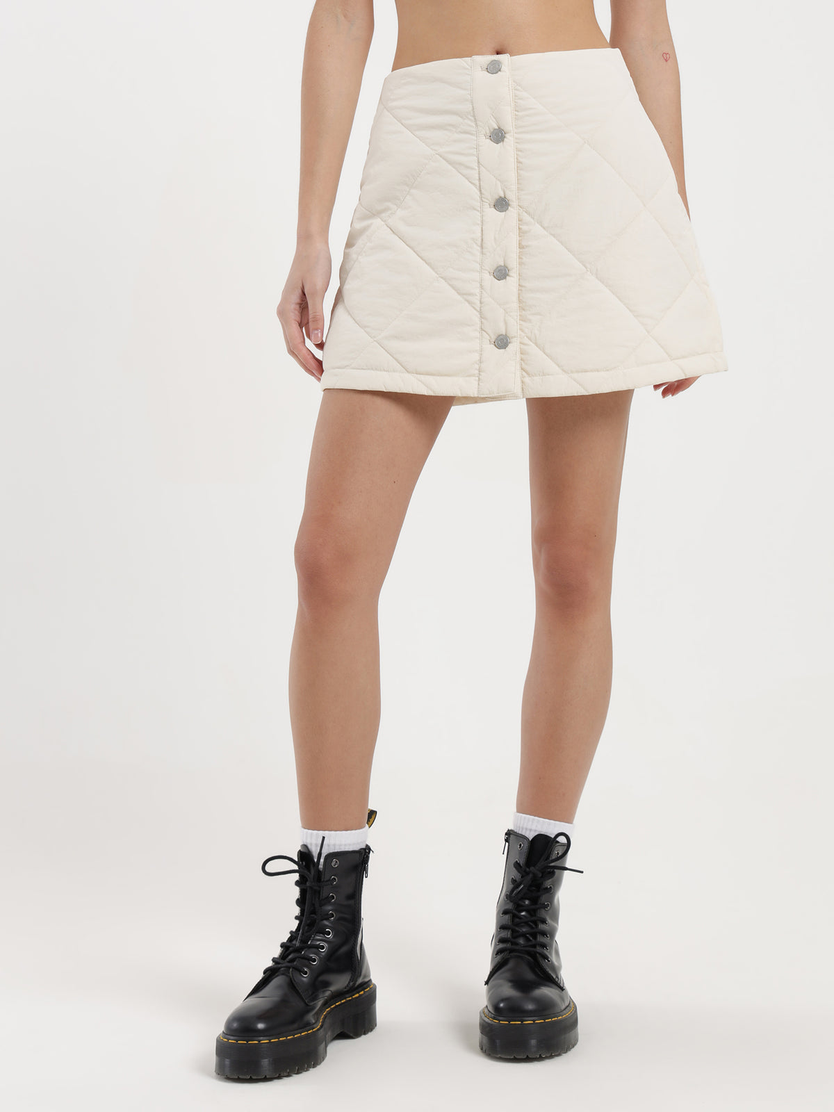 Beyond Her Zara Quilted Skirt in Off White | Off White