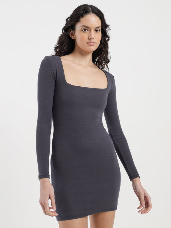 Prya Square Neck Mini Dress in Steel - Glue Store