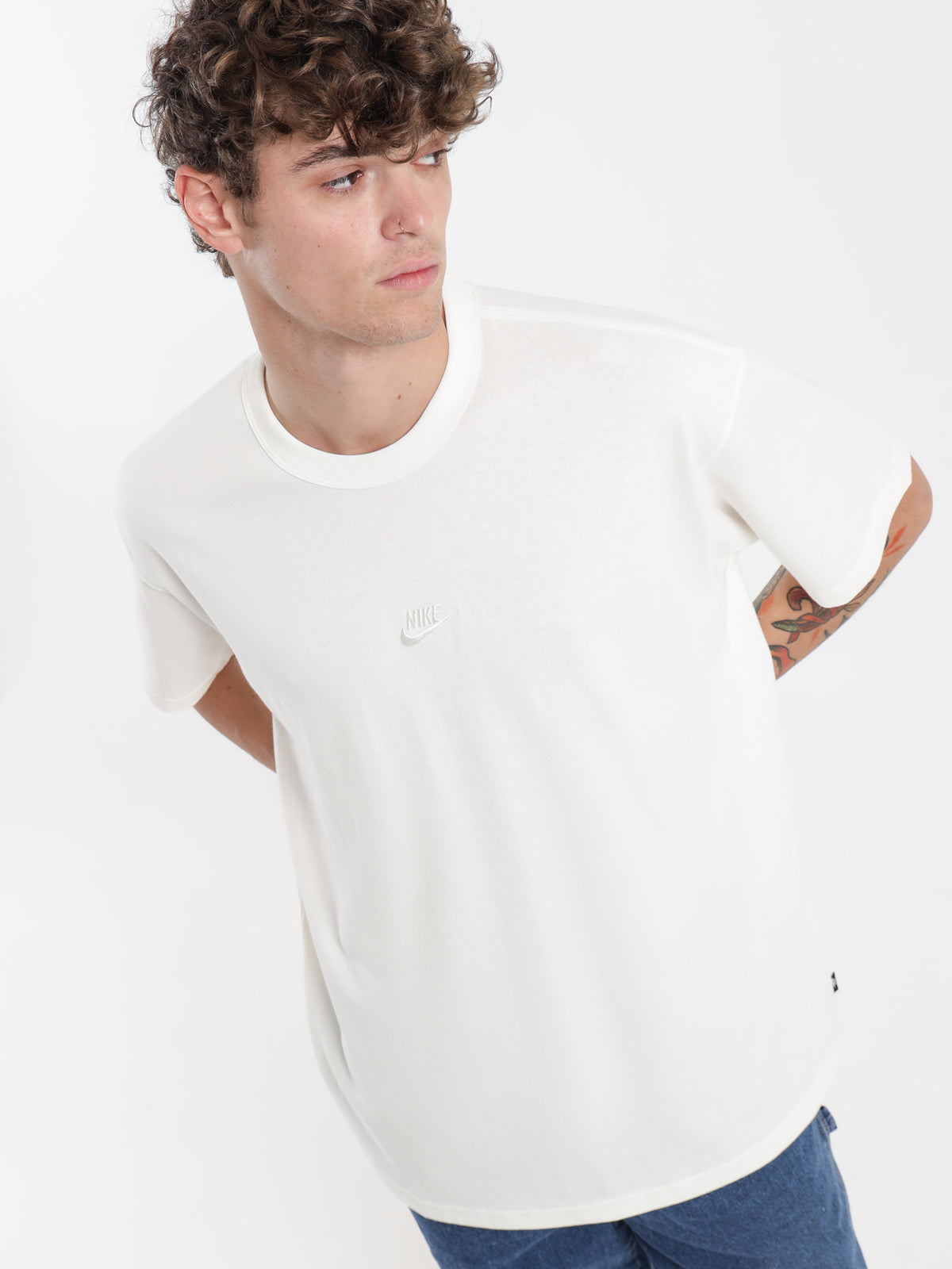 Nike Premium Essentials Sustainable Tonal T-Shirt in Sail White | Sail