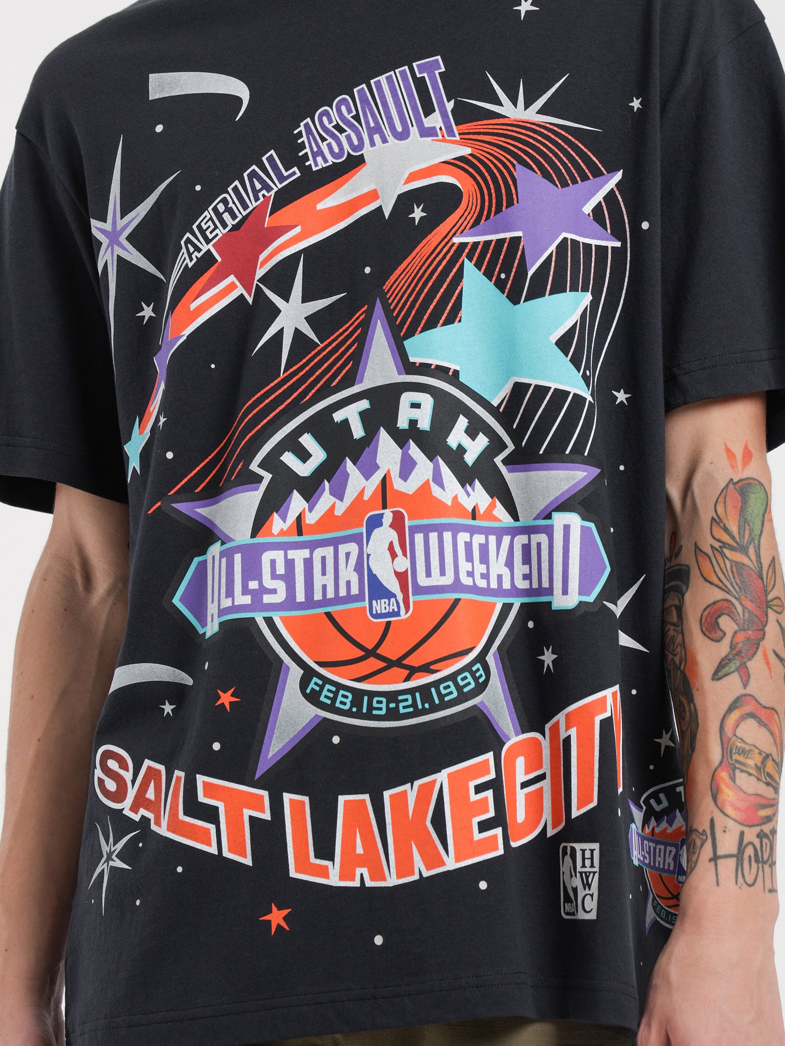 Utah All Star Weekend 1993 Burst T-Shirt in Faded Black