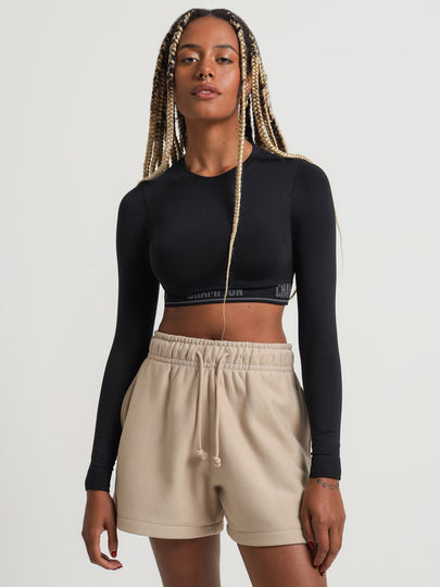 Roch Flex Long Sleeve Crop in Black