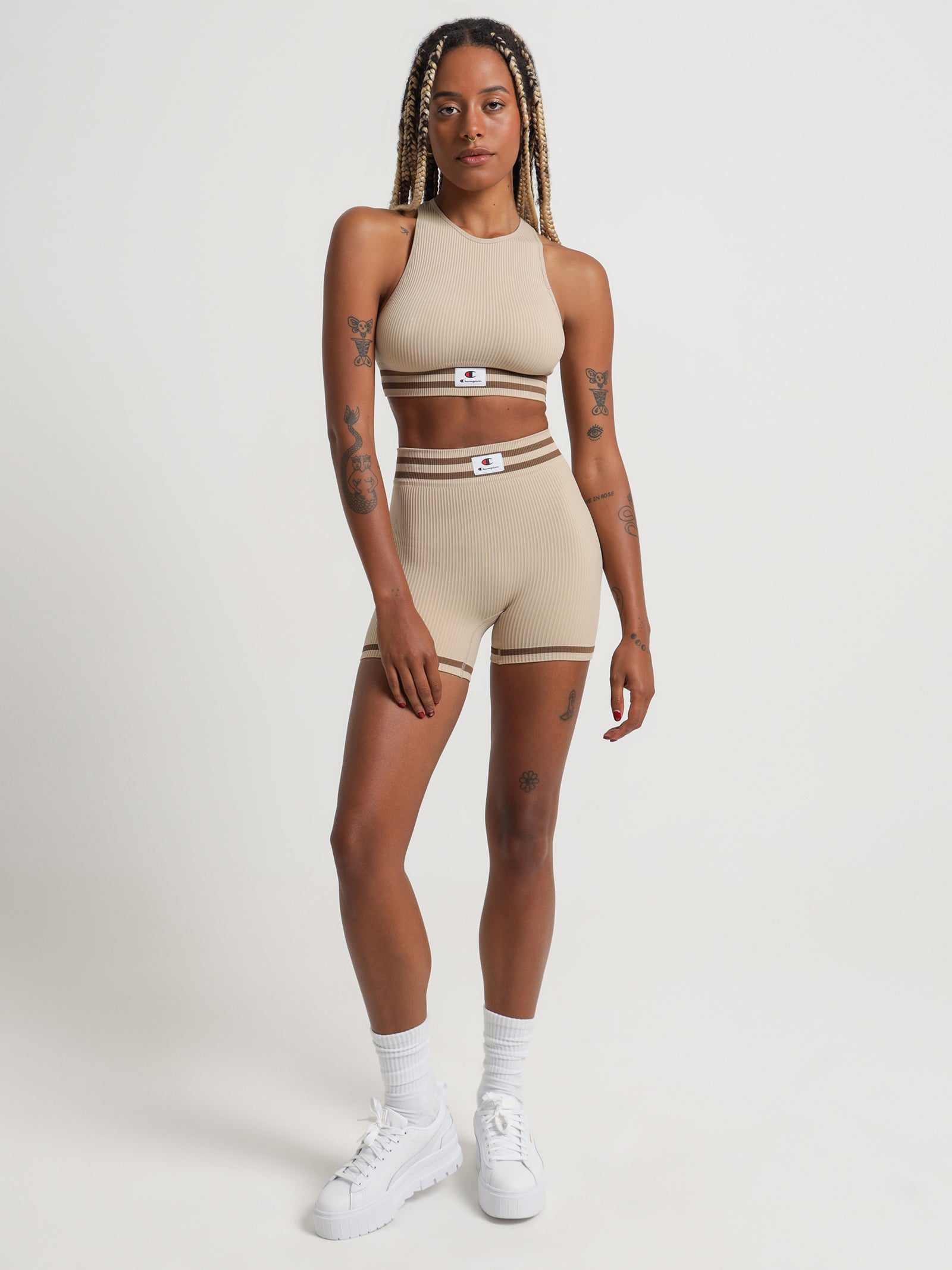 Seamless Racer Crop in Latte