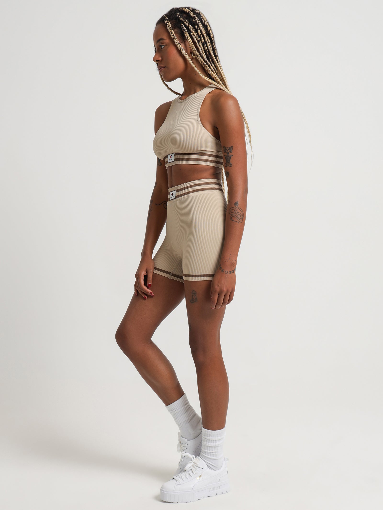 Seamless Racer Crop in Latte