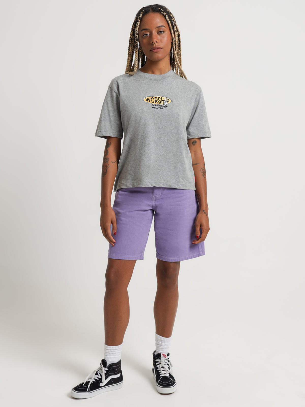 Worship Keep on Truckin Regular Fit T-Shirt in Grey Marle | Grey Marle