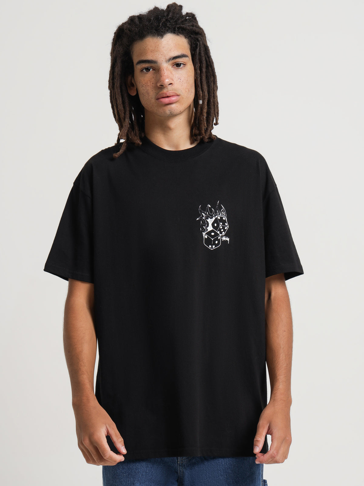 Stussy Fire Dice Heavyweight T-Shirt in Black | Black