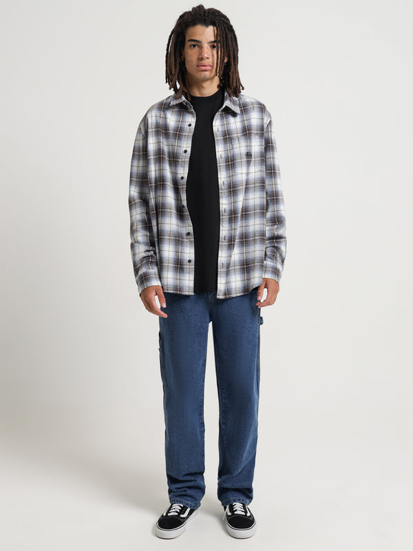 Stock Check Long Sleeve Shirt in Black & Blue - Glue Store