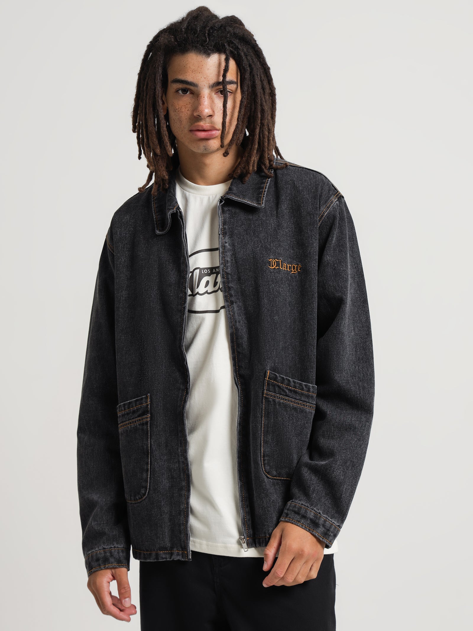 Xlarge Denim Work Jacket in Washed Black Washed black | Glue Store