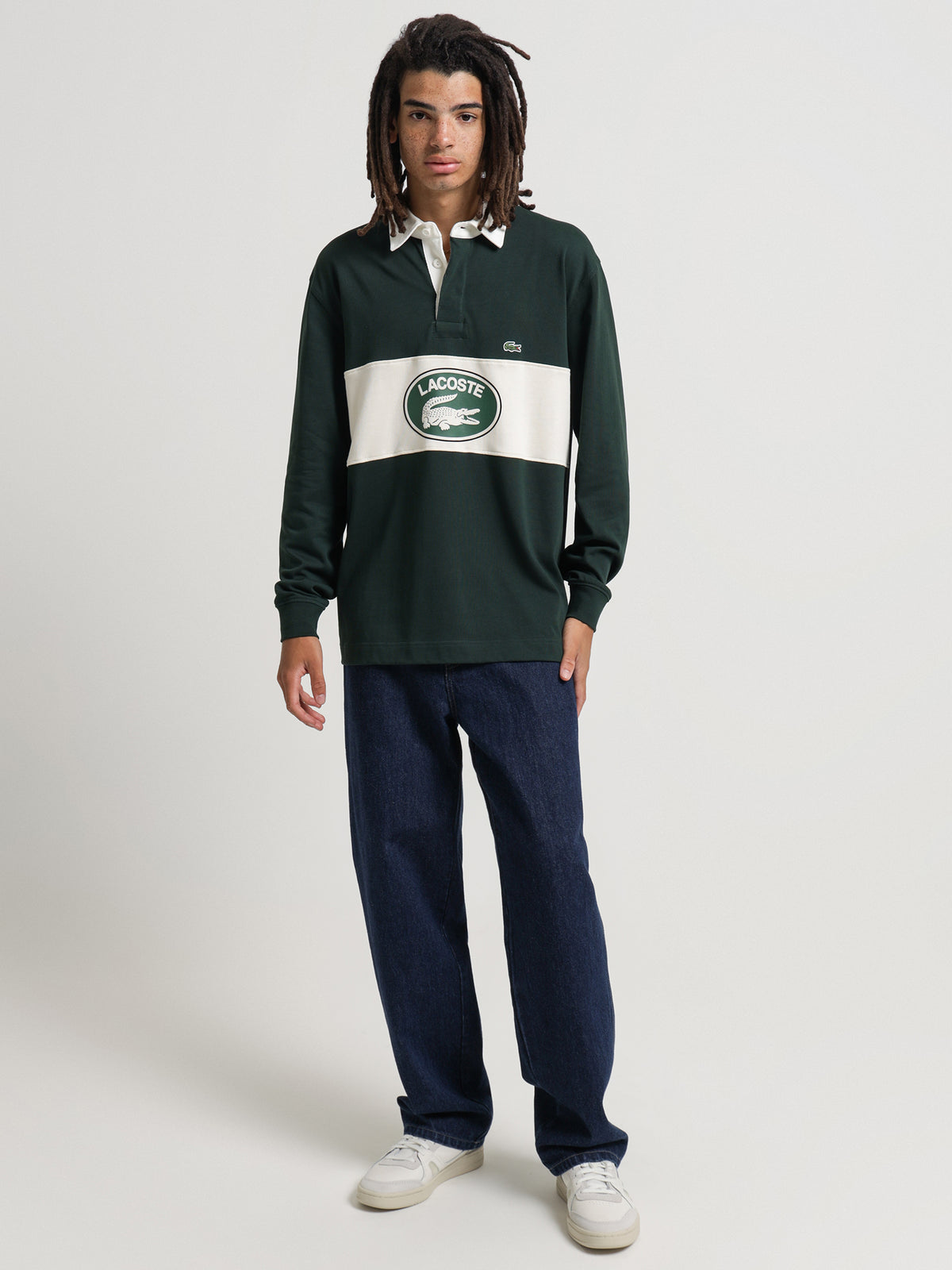 Lacoste Graphic Icons Rugby Jersey in Dark Green | Dark Green