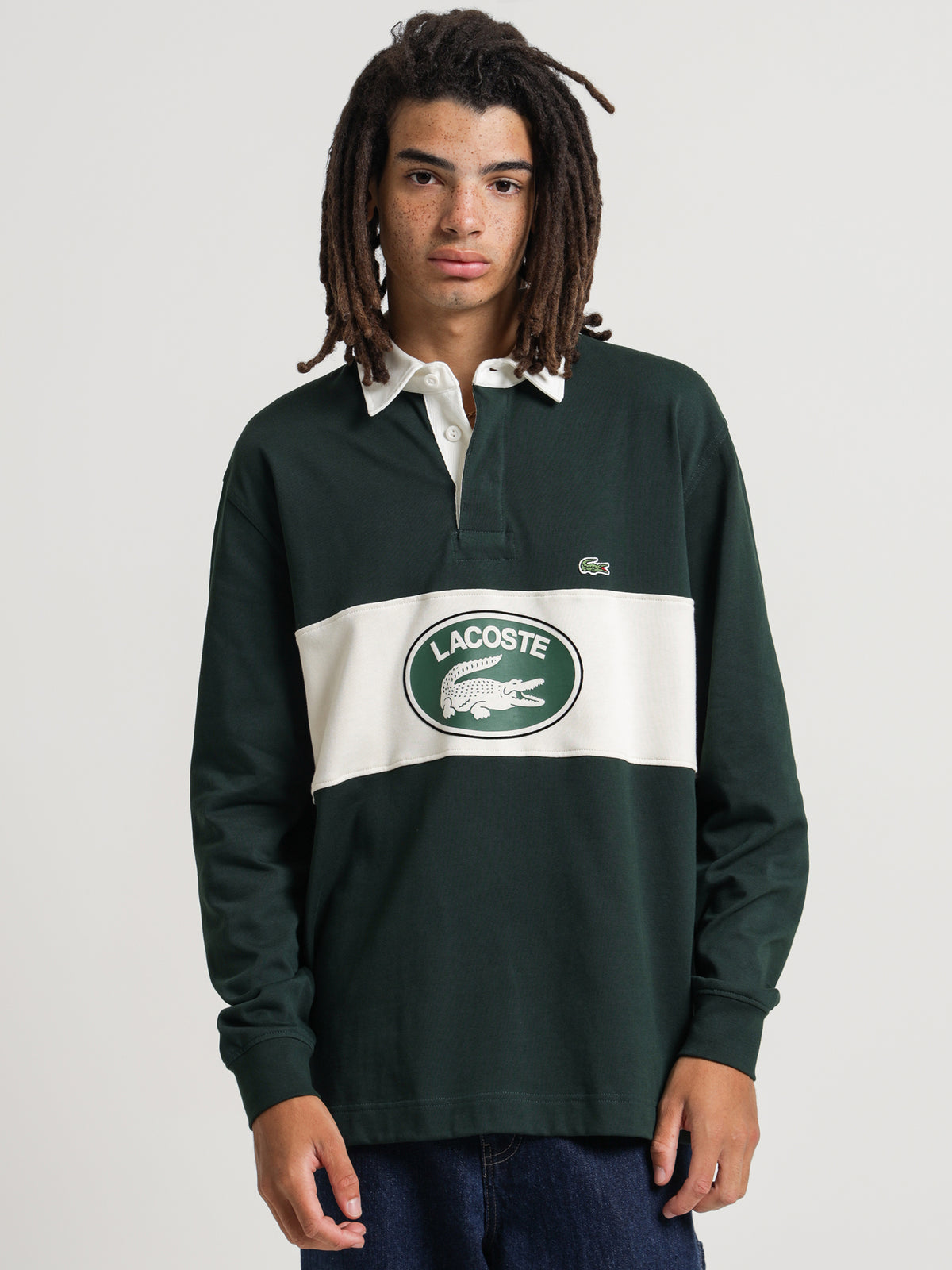 Lacoste Graphic Icons Rugby Jersey in Dark Green | Dark Green