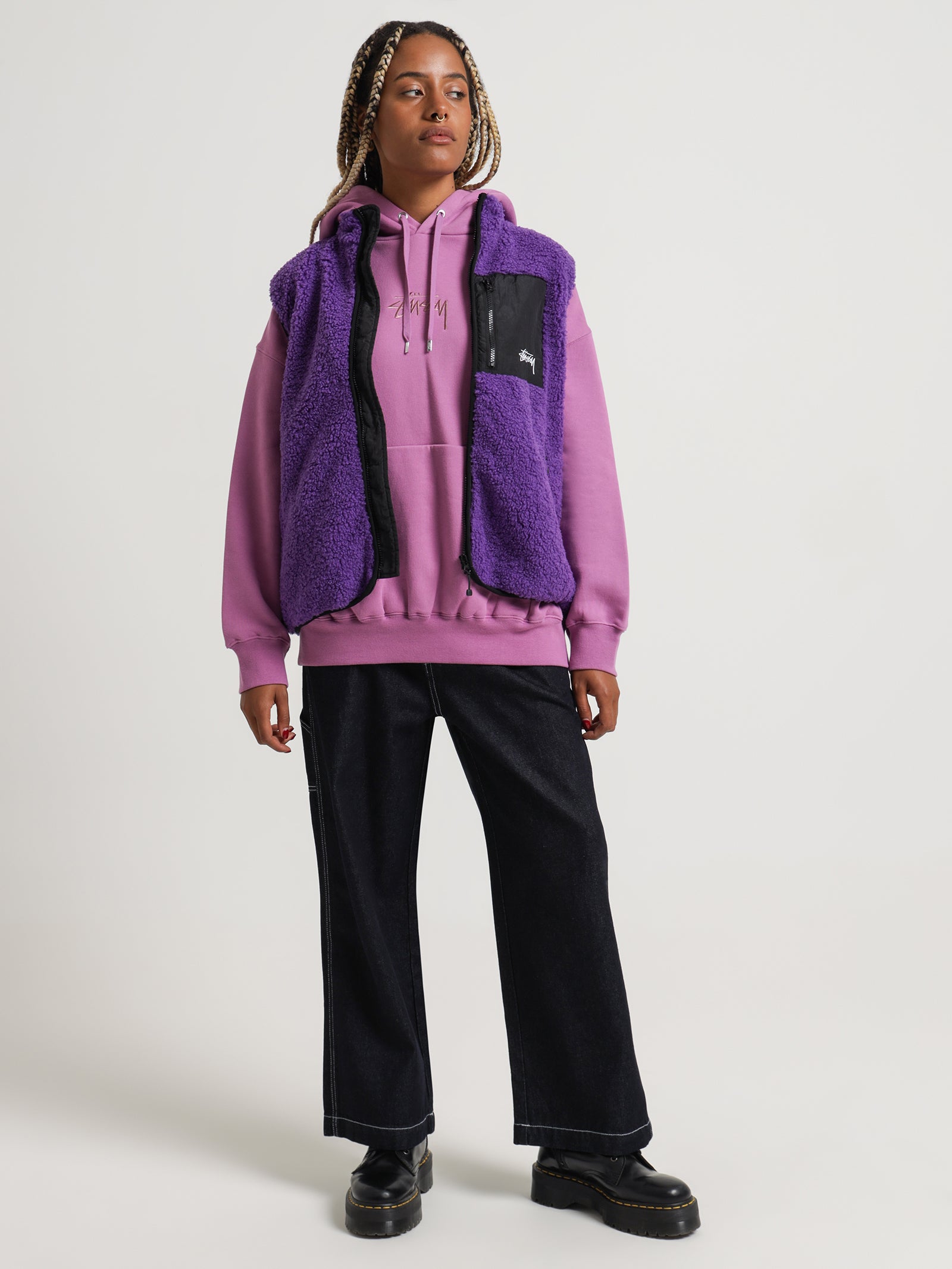 Stock Sherpa Vest in Violet