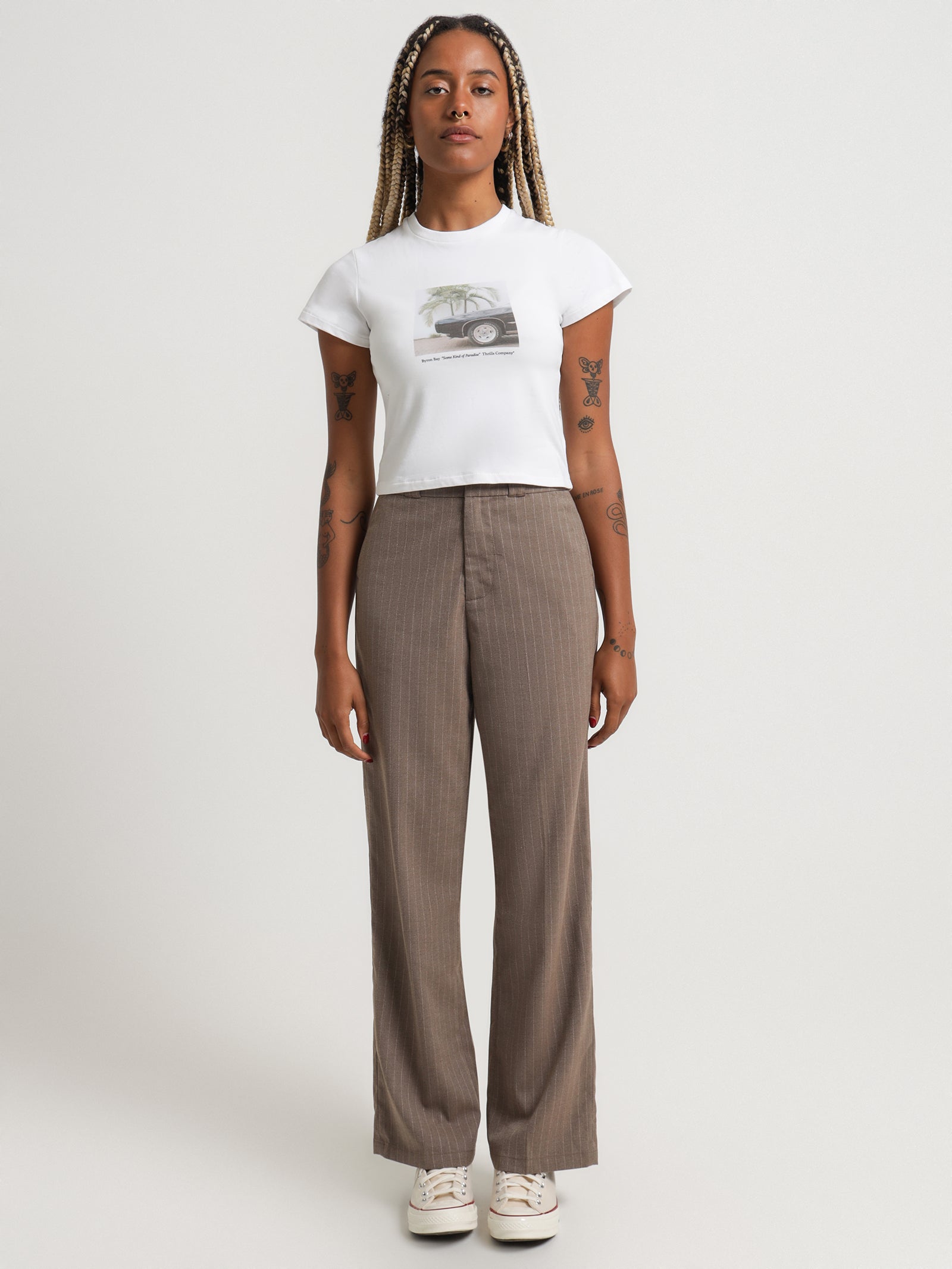 Danny Pinstripe Pants in Taupe - Glue Store