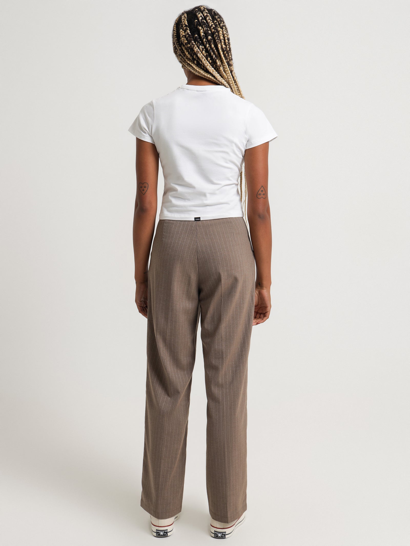 Danny Pinstripe Pants in Taupe