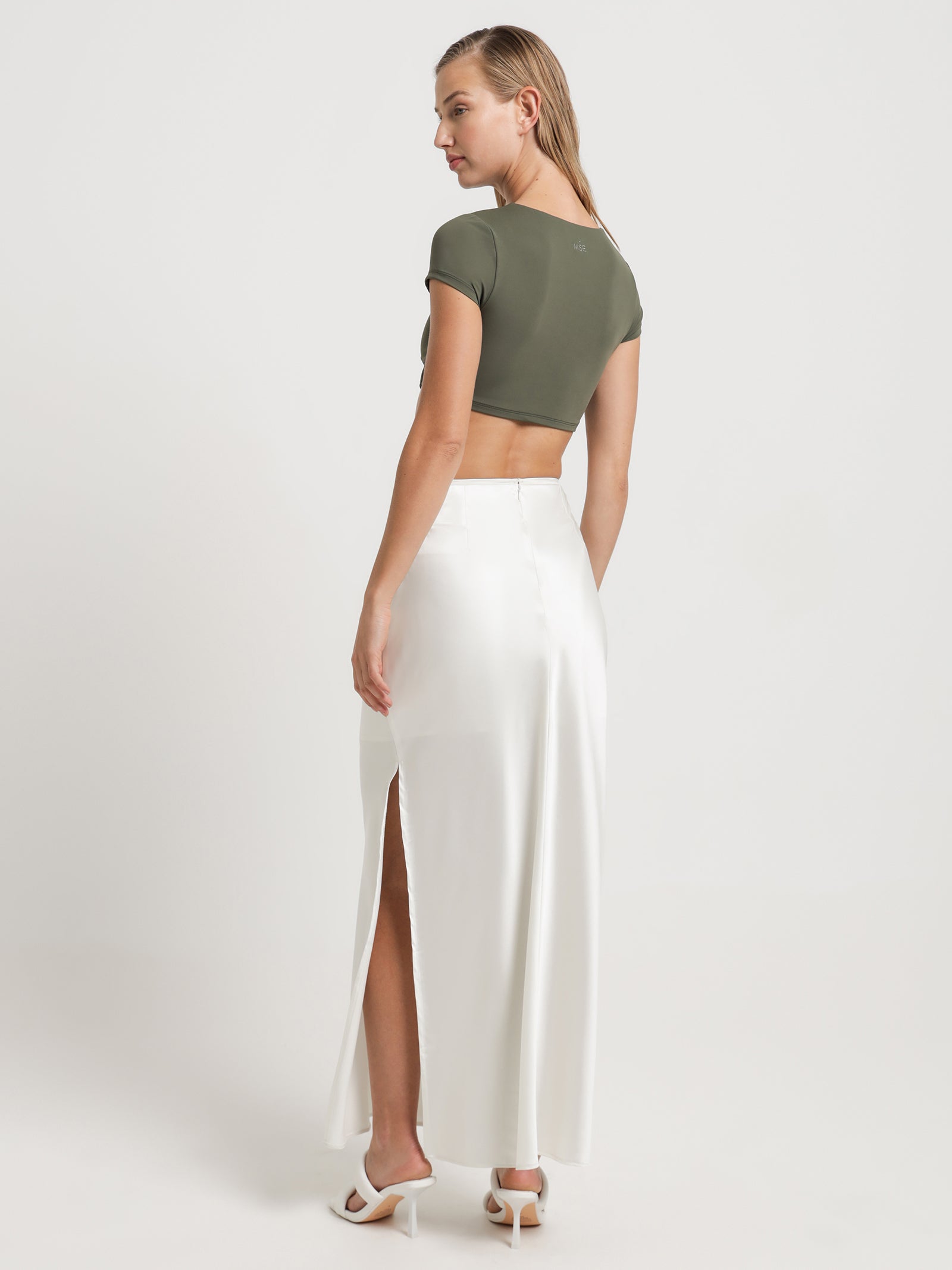 Wallace Satin Maxi Skirt in Ivory