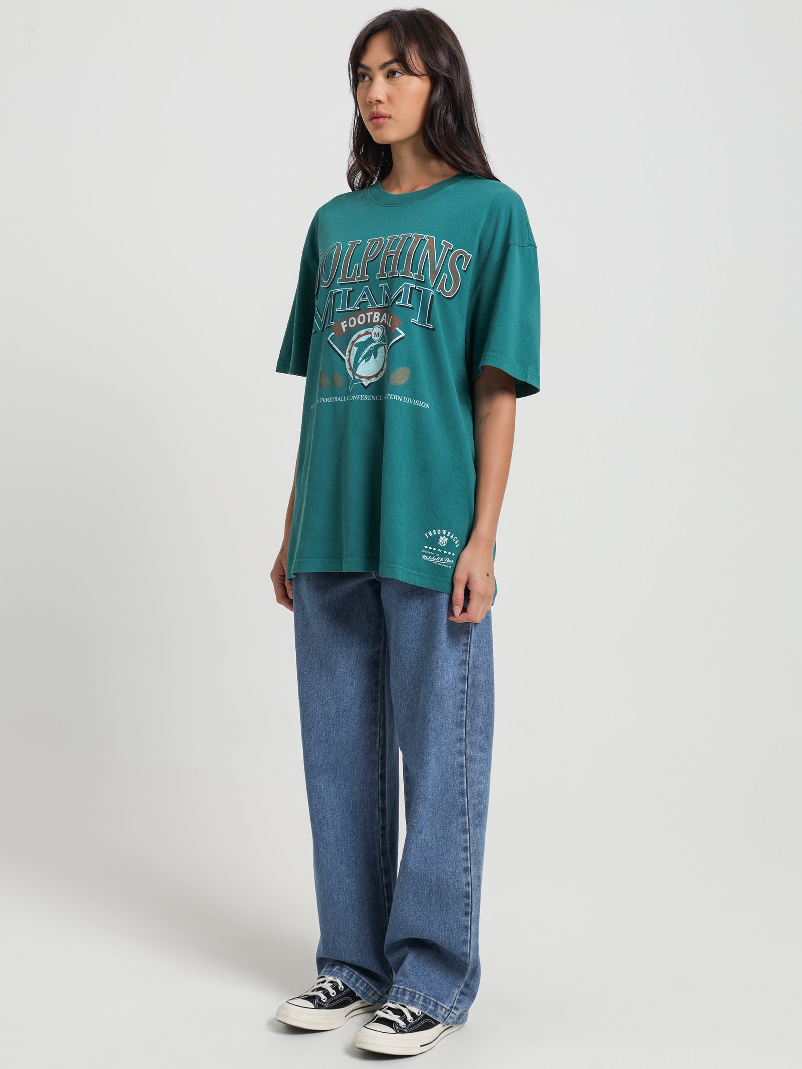 Mitchell & Ness - Miami Dolphins Perfect Season Tee in Faded Teal