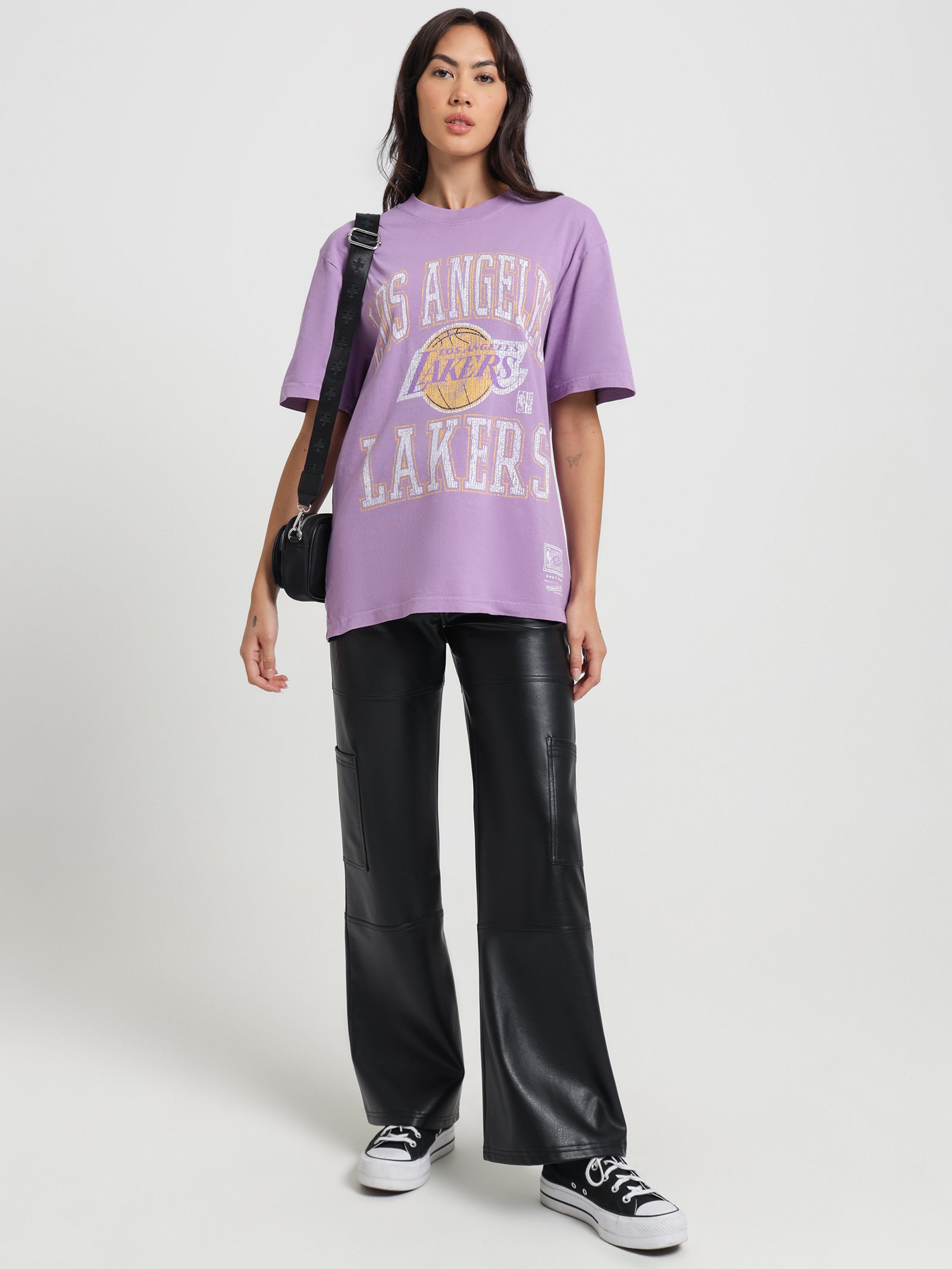 Mitchell & Ness Women's Los Angeles Lakers Big Face 5.0 Crop Tank Top Purple - Size 10 (M)