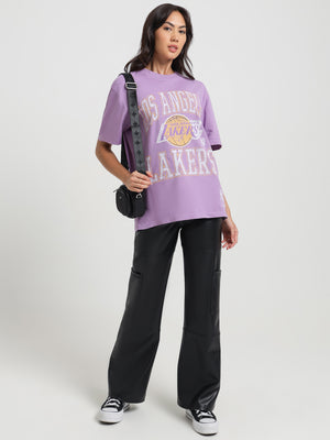 Los Angeles Lakers T-Shirt in Faded Purple - Glue Store NZ