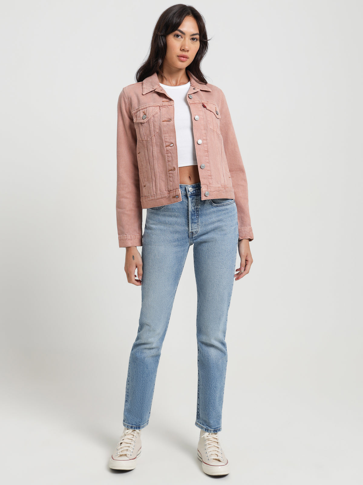 Levis Original Trucker jacket in Garment Dyed Red | Beige