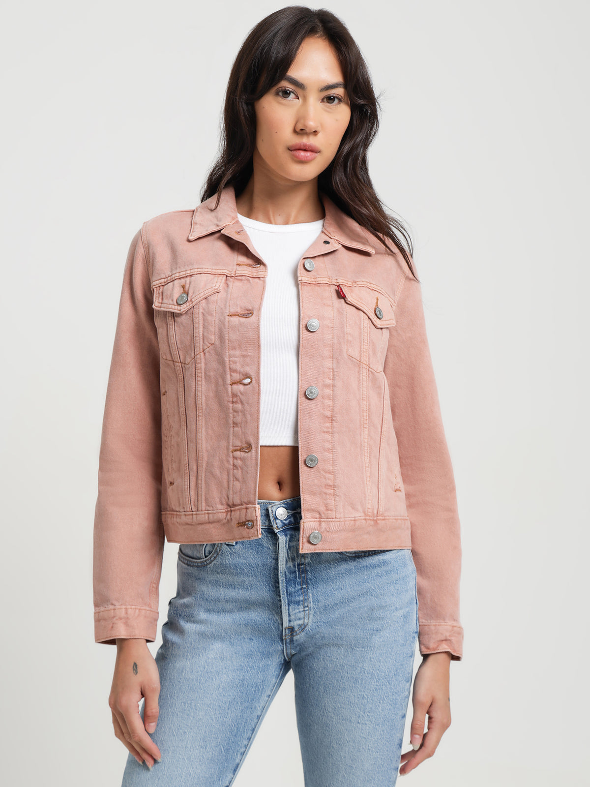 Levis Original Trucker jacket in Garment Dyed Red | Beige