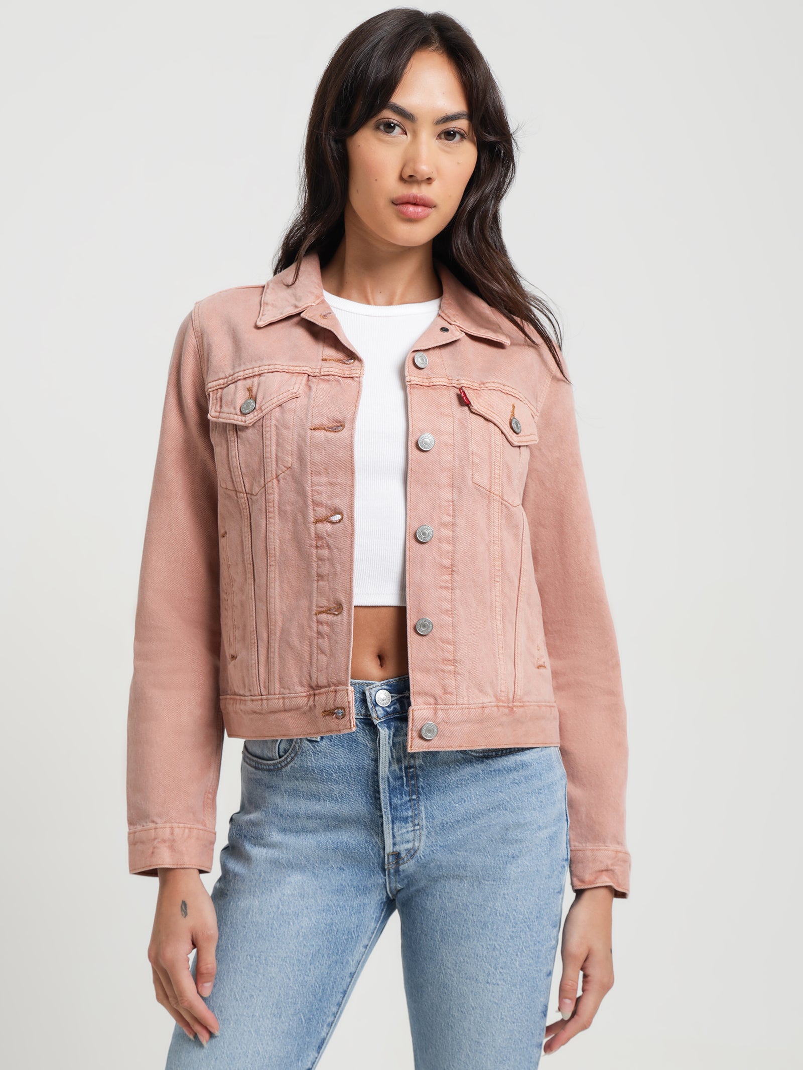 Levis Original Trucker jacket in Garment Dyed Red Beige Glue Store