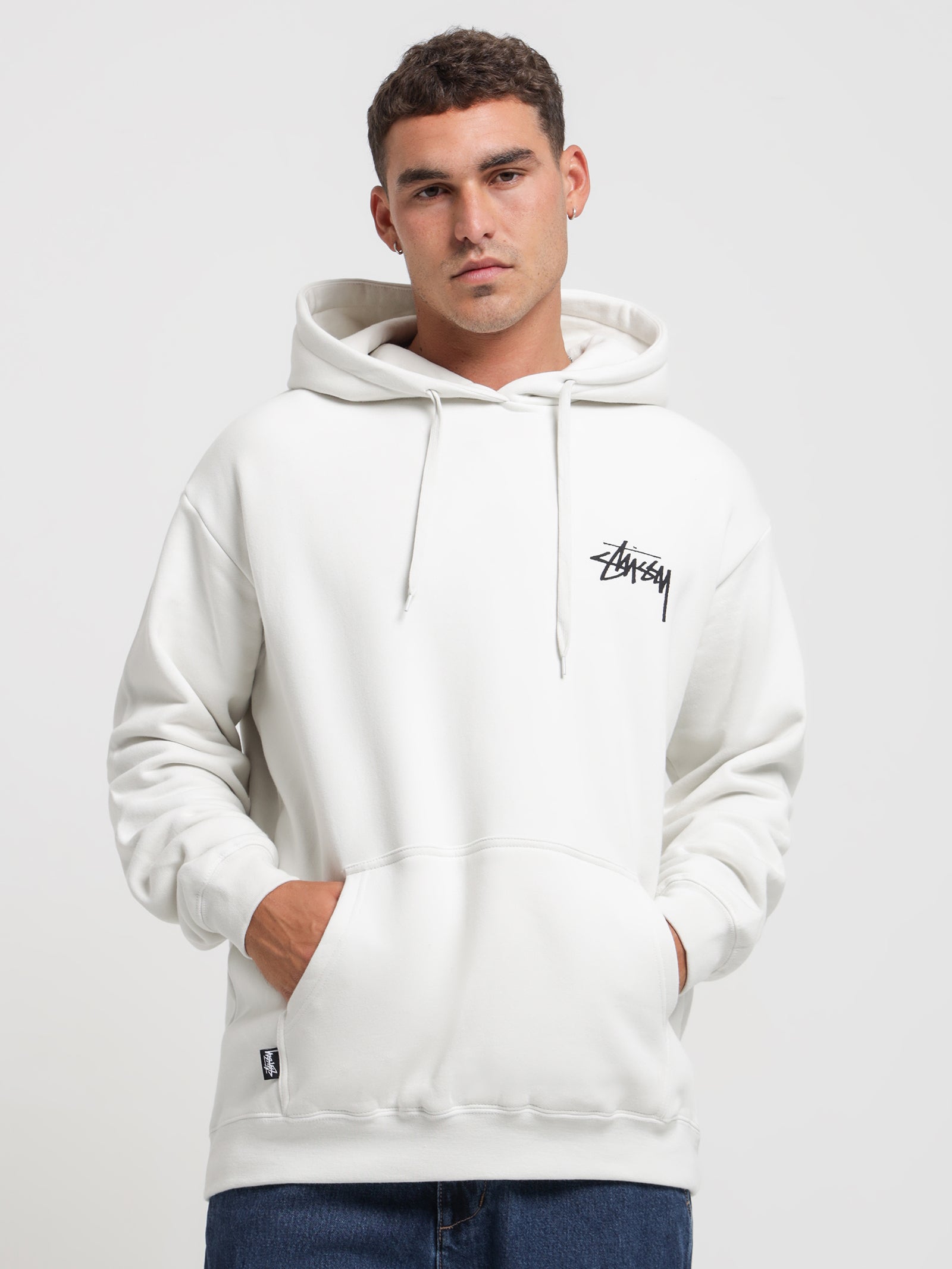 Stussy Fire Dice 50/50 Hoodie in White White | Glue Store