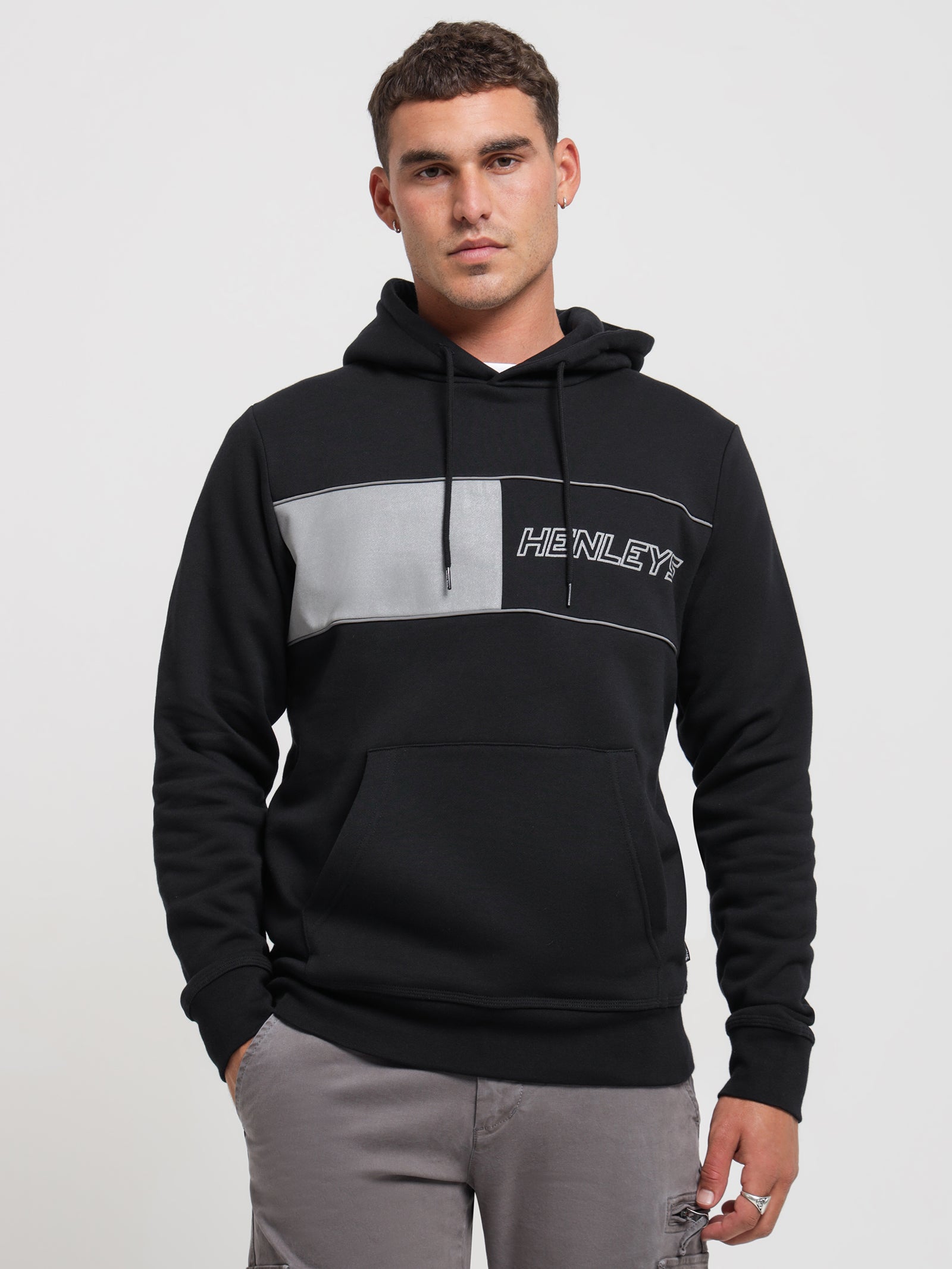 Henleys Surge Reflective Hooded Sweater in Black Black | Glue Store