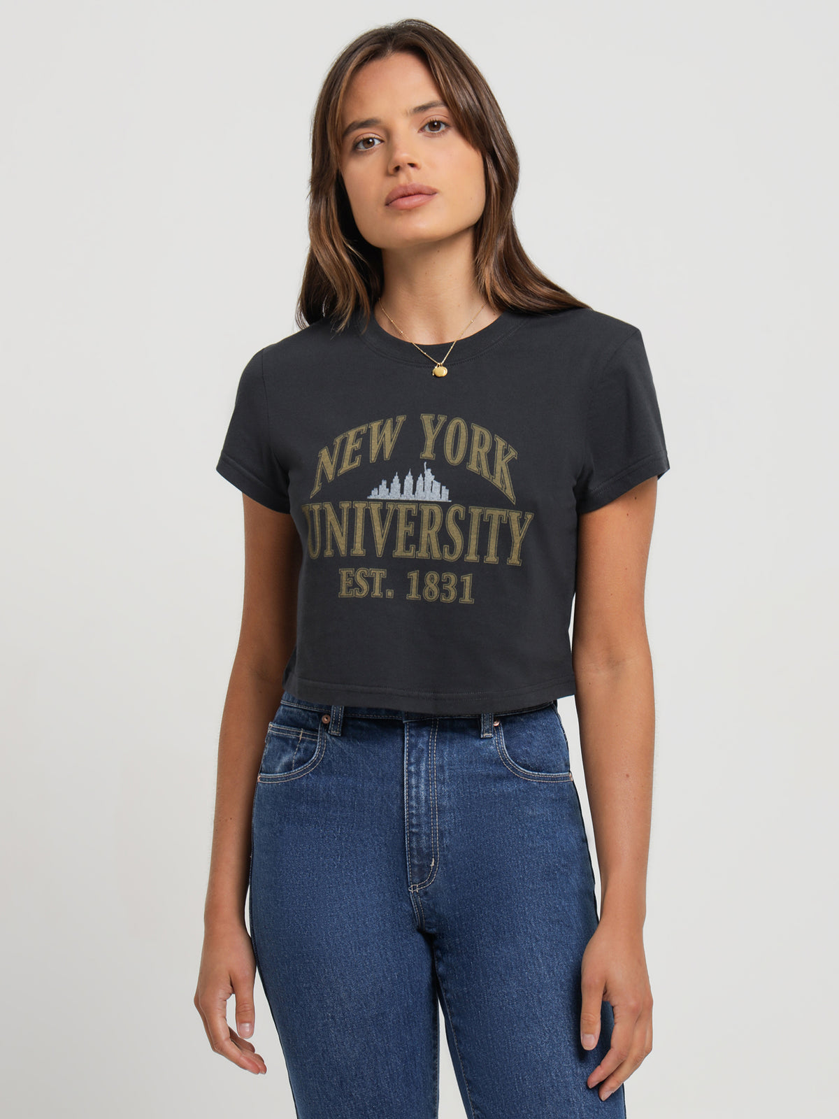 Ncaa NYU Vintage Arch Mini T-Shirt in Black | Black