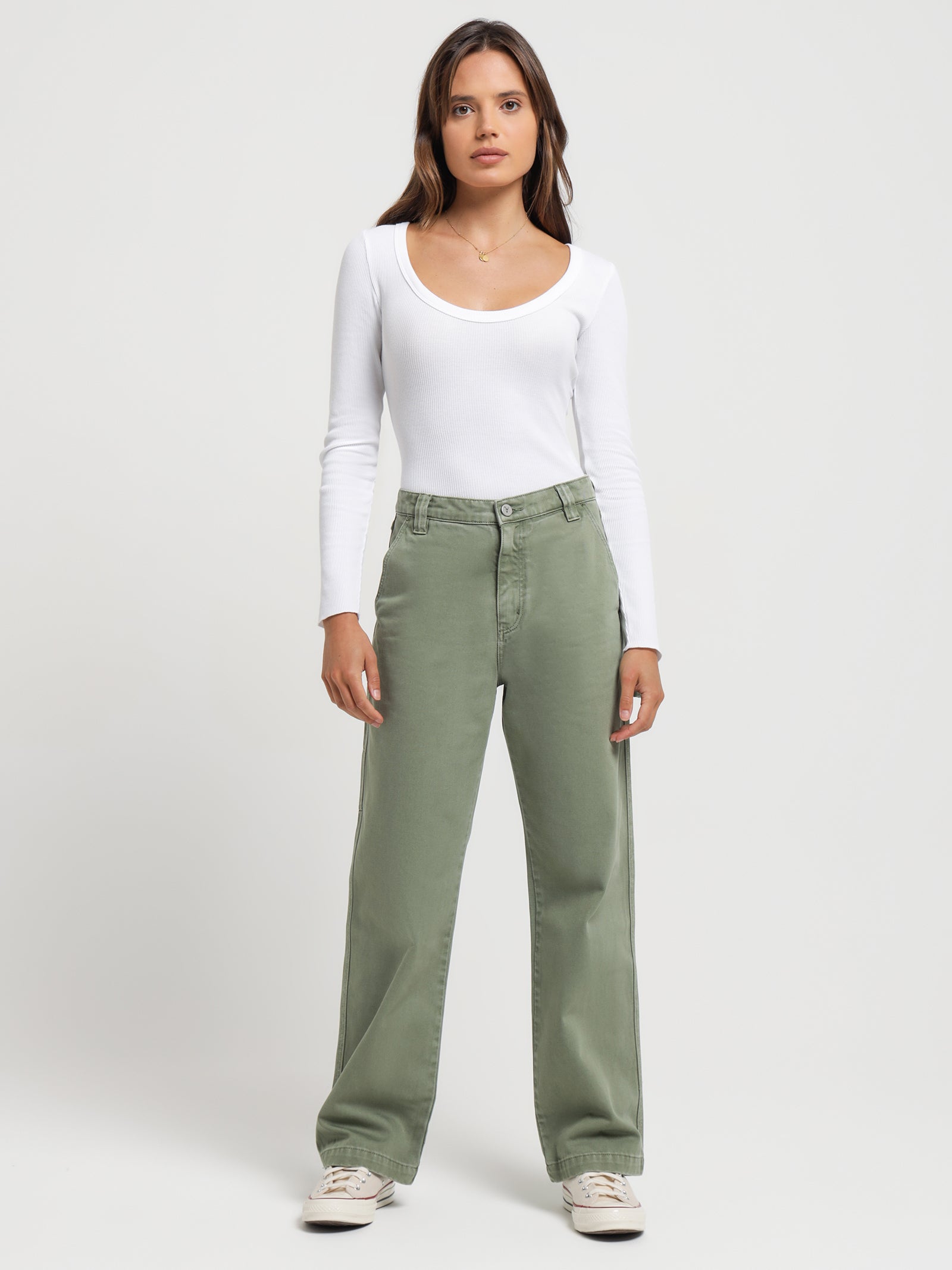 Abrand A Slouch Carpenter Jeans in Faded Army Green Green | Glue Store