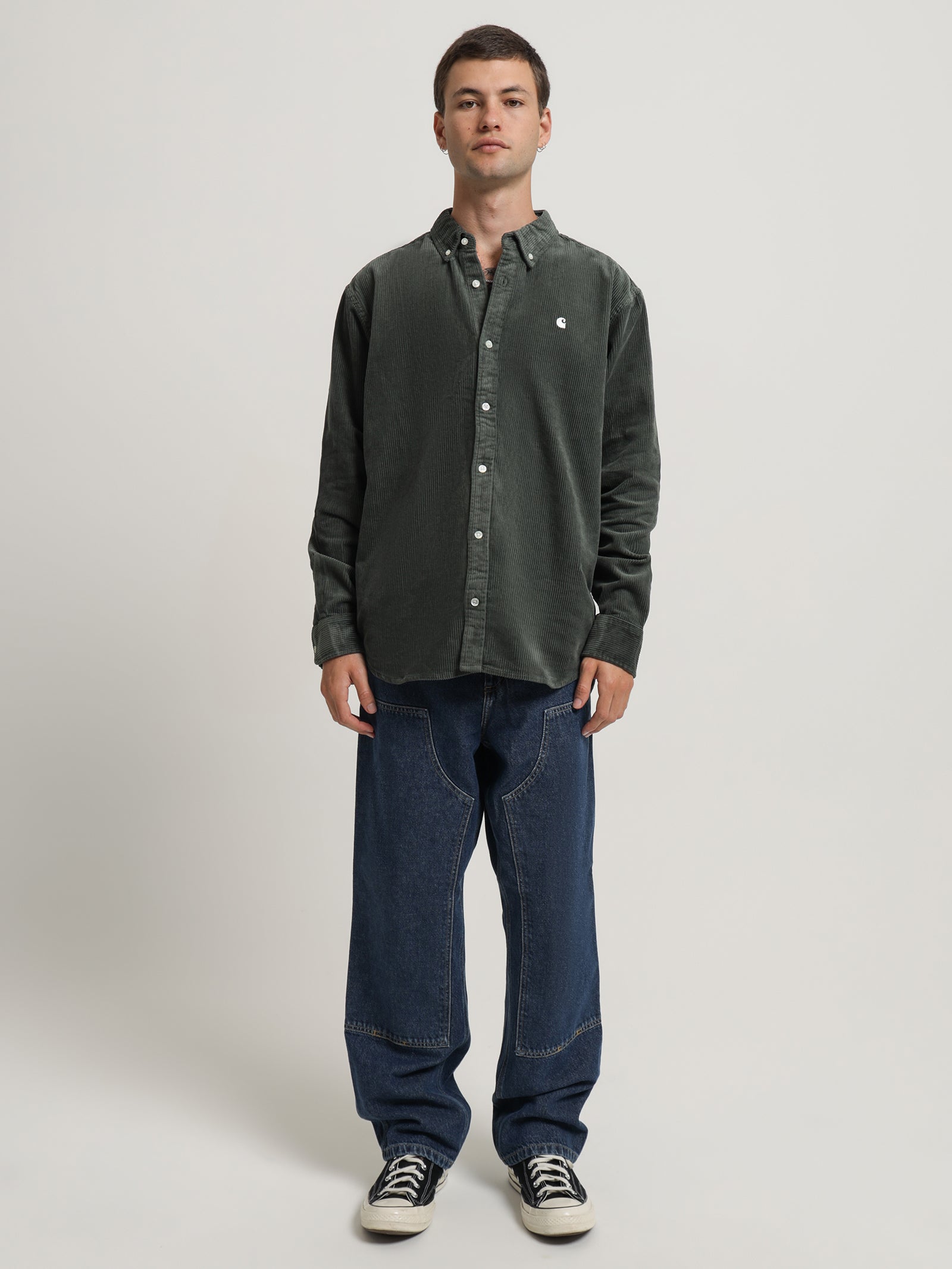 Long Sleeve Madison Cord Shirt in Boxwood