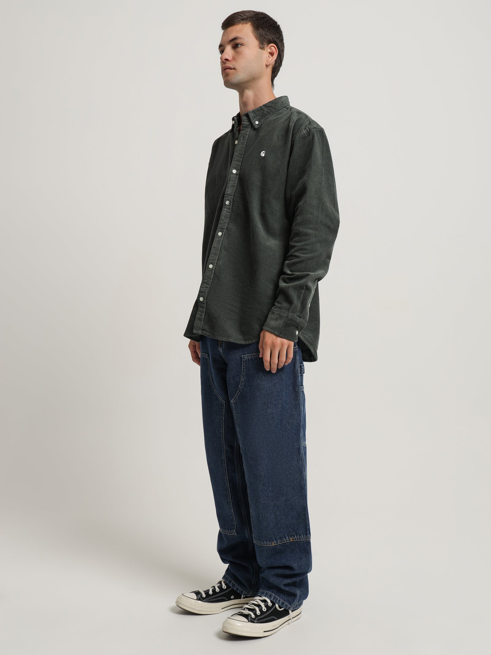 Long Sleeve Madison Cord Shirt in Boxwood